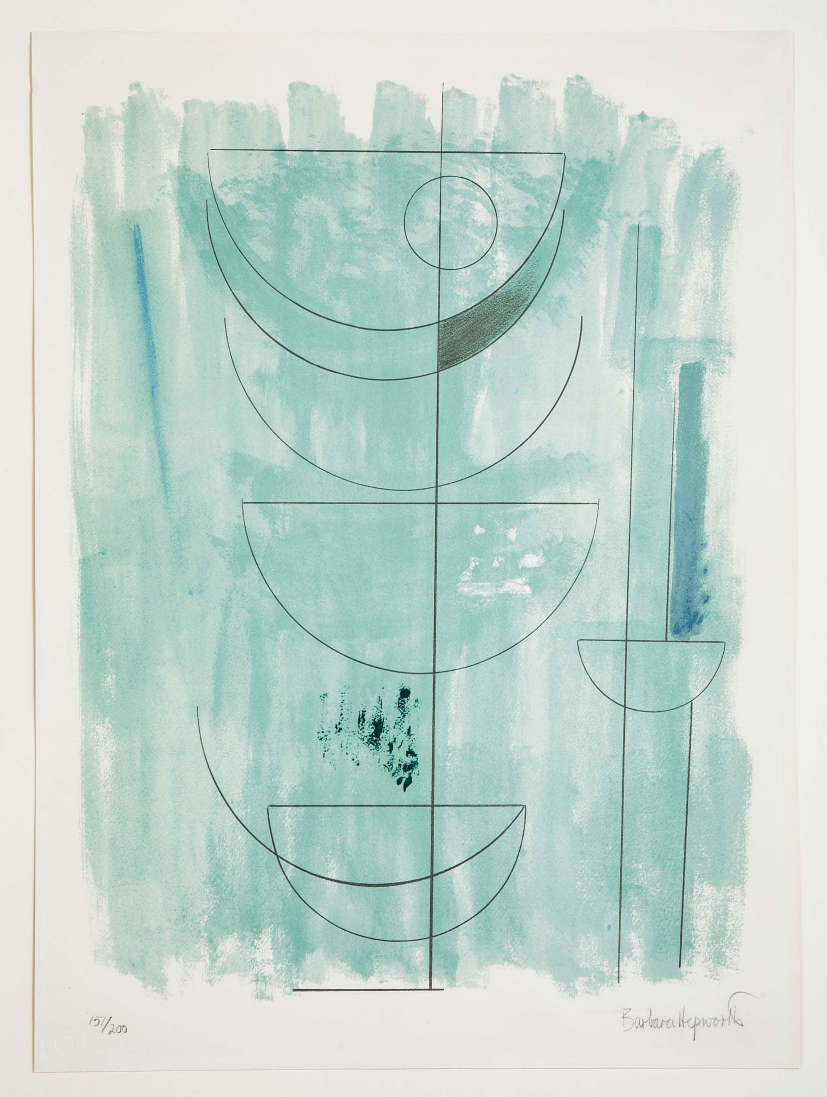 "Green Man" Lithograph in Colors by Barbara Hepworth