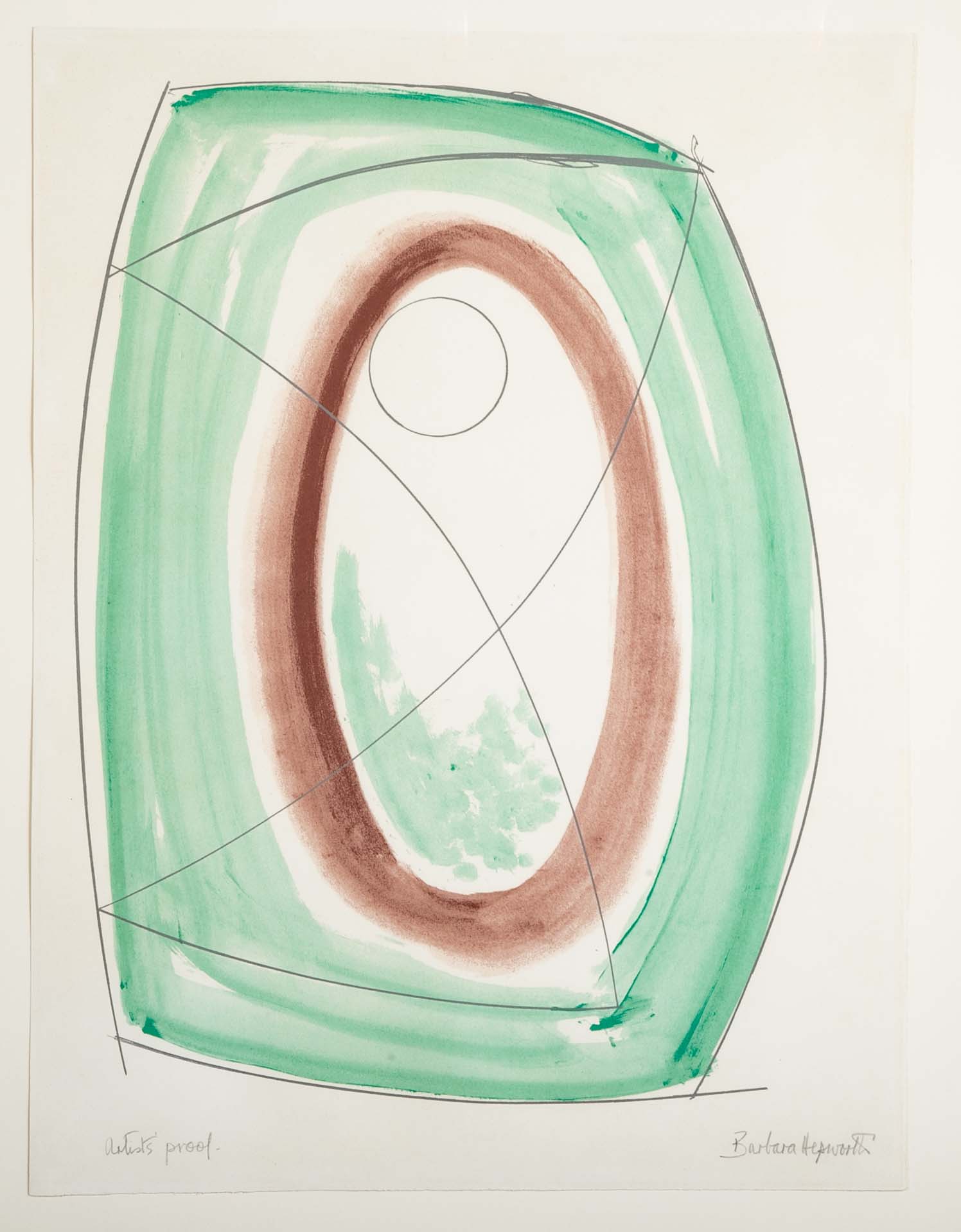 "November Green - Opposing Forms" Serigraph in Colors by J. Barbara Hepworth
