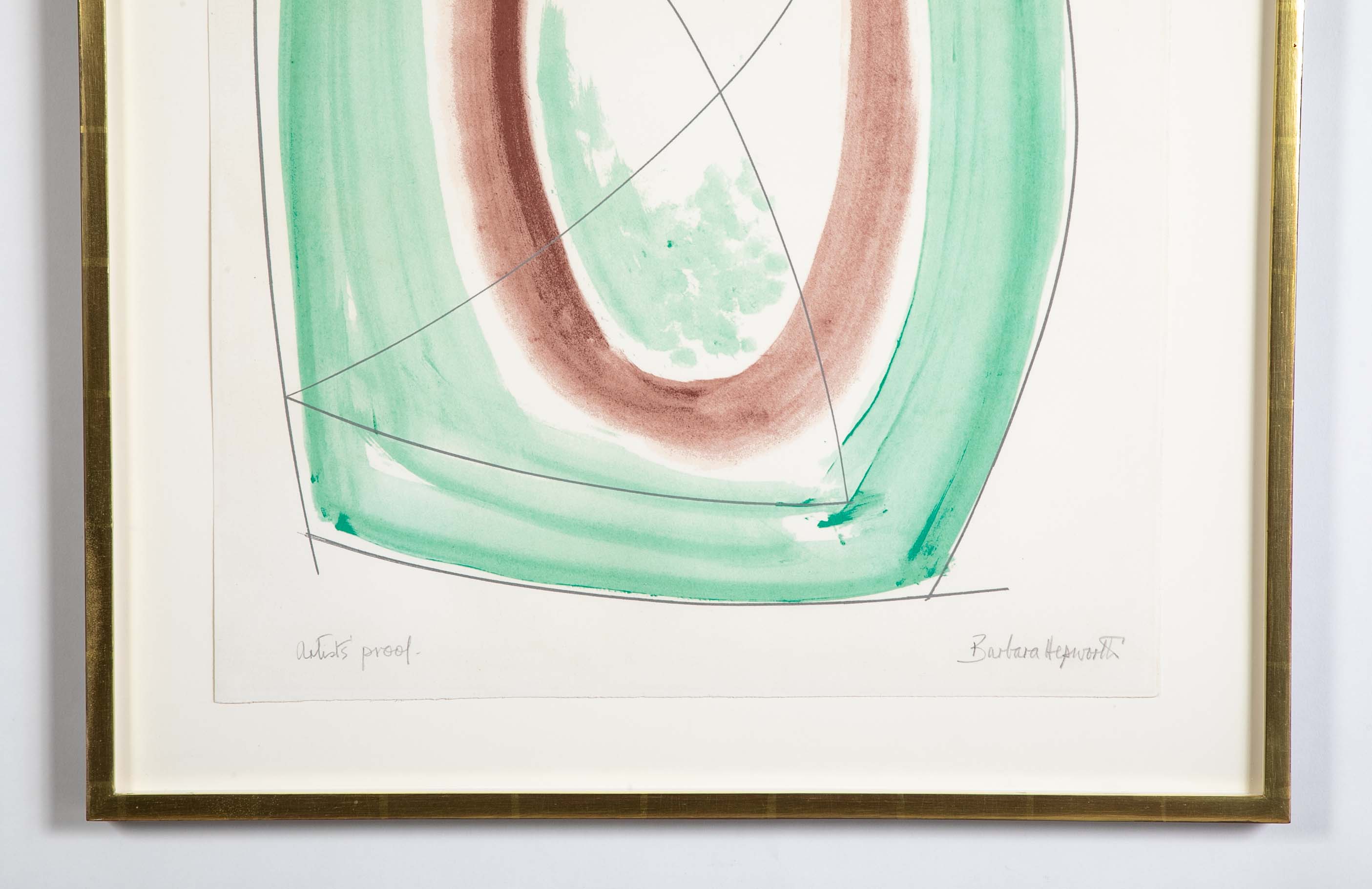 "November Green - Opposing Forms" Serigraph in Colors by J. Barbara Hepworth