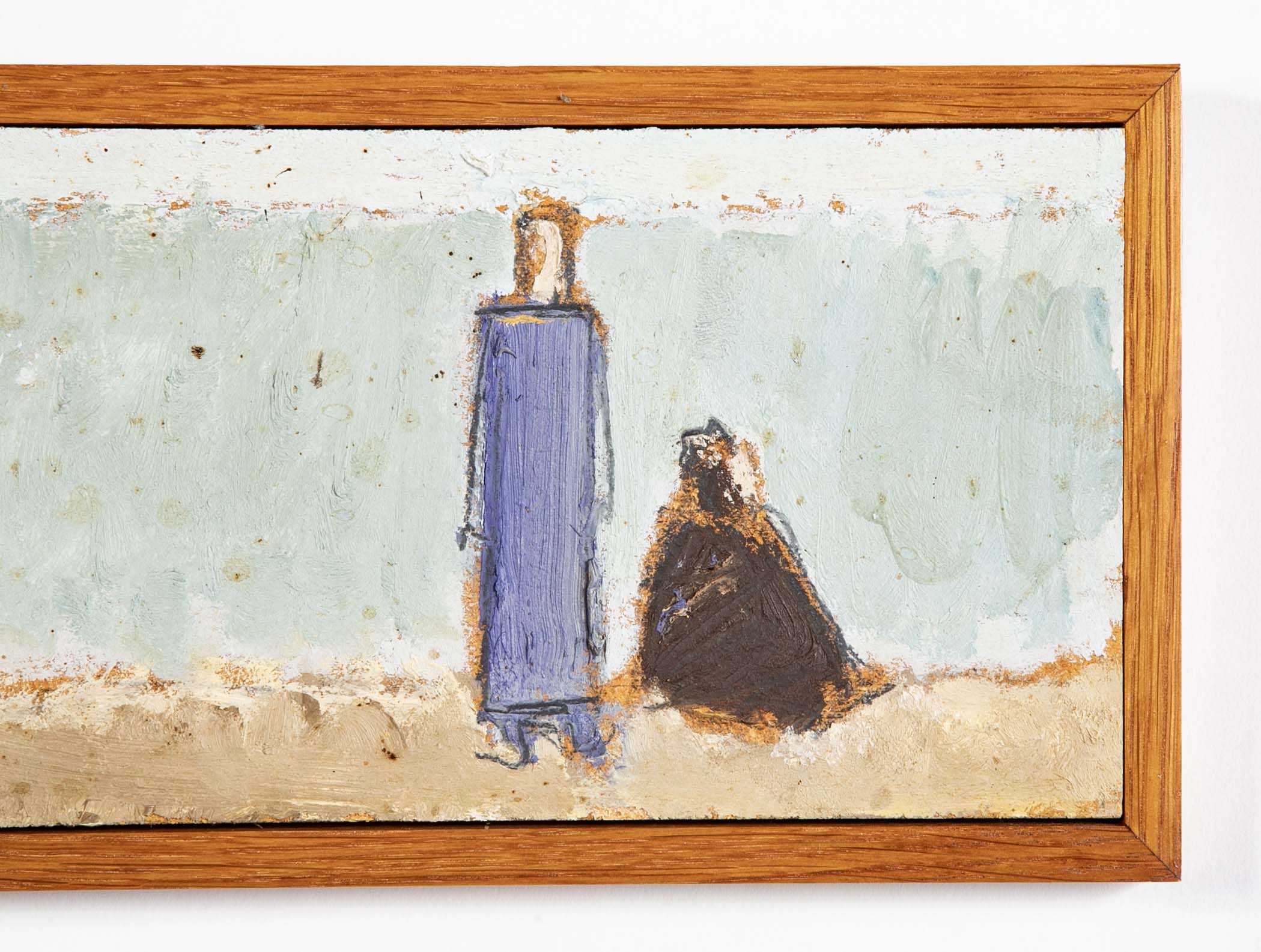 Johannes Hofmeister "Figures by the Ocean" Pencil & Oil on Compoboard