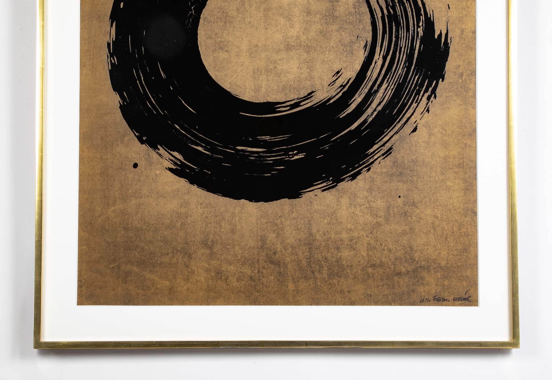 "Cercle Noir" Silkscreen in Color by Fabienne Verdier