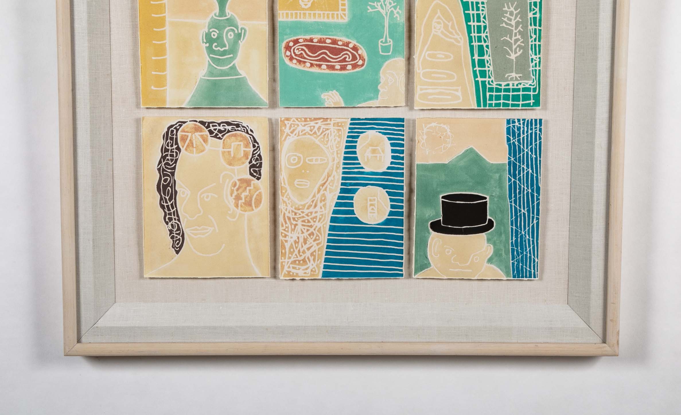 "Scratch Music" Set of 9 Woodcuts in Colors by Robin Winters