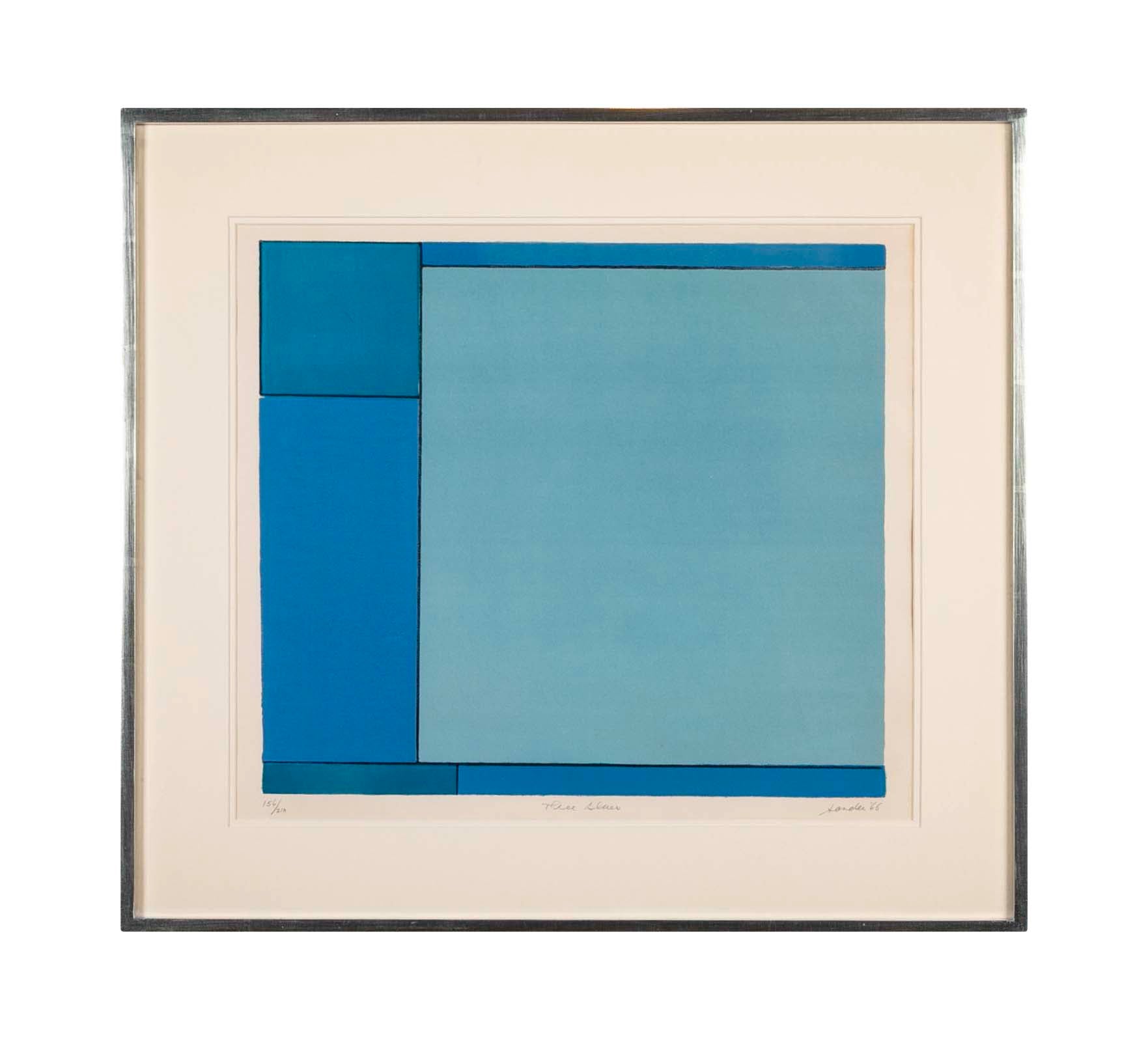 "Three Blues" Lithograph in Colors by Ludwig Sander