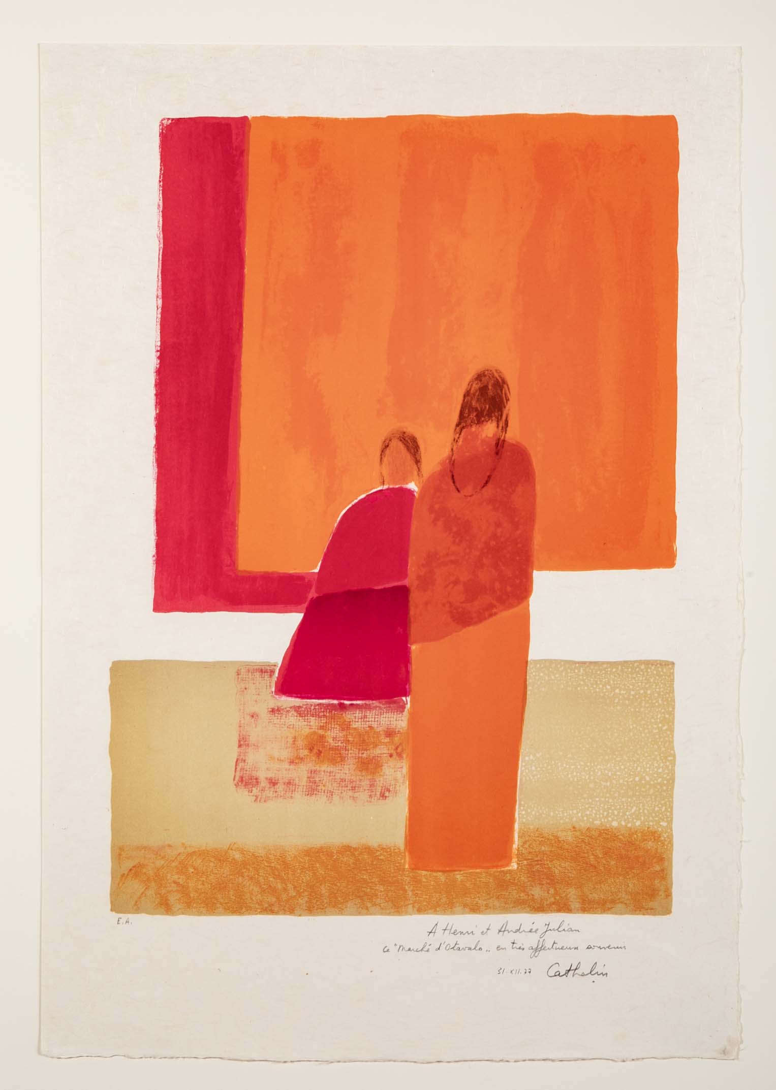 "Ozumba Market" Lithograph by Bernard Cathelin