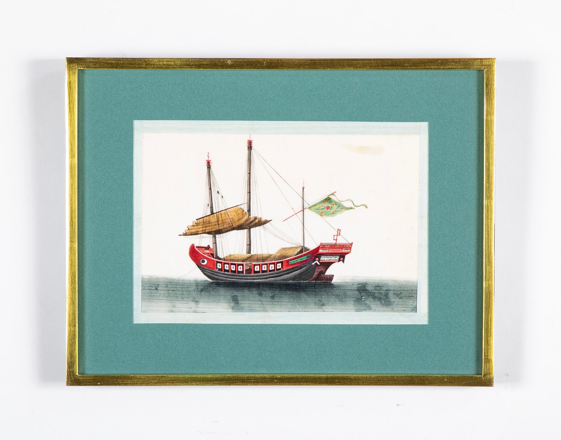 Set of 12 Gouaches of Chinese Junks and Other Vessels by Youqua