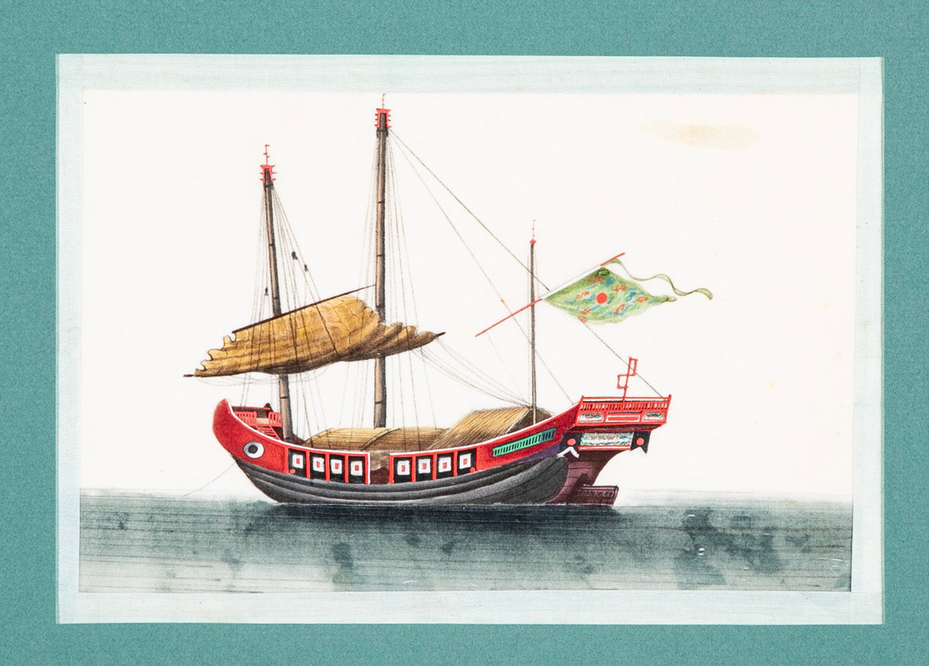 Set of 12 Gouaches of Chinese Junks and Other Vessels by Youqua