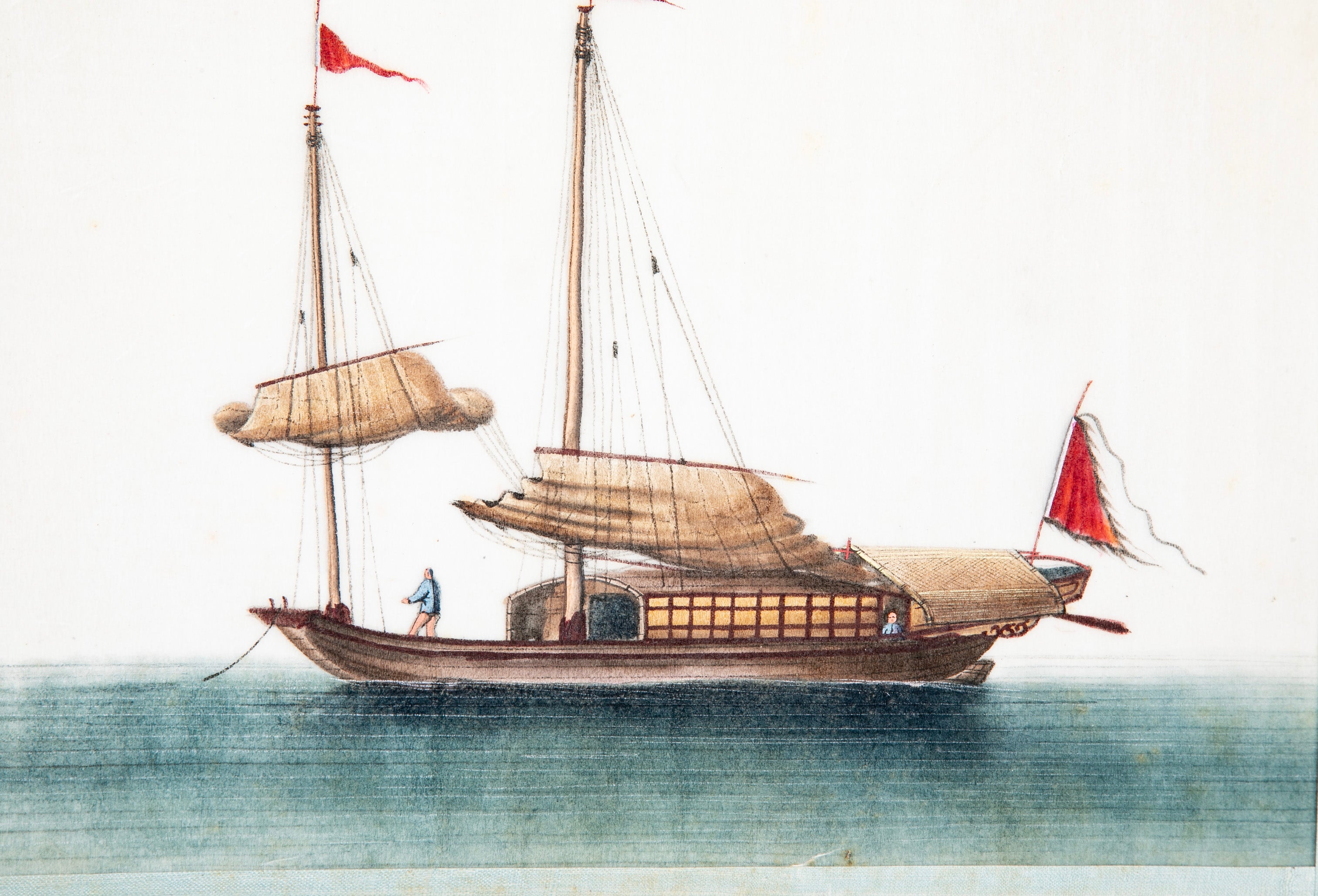 Set of 12 Gouaches of Chinese Junks and Other Vessels by Youqua