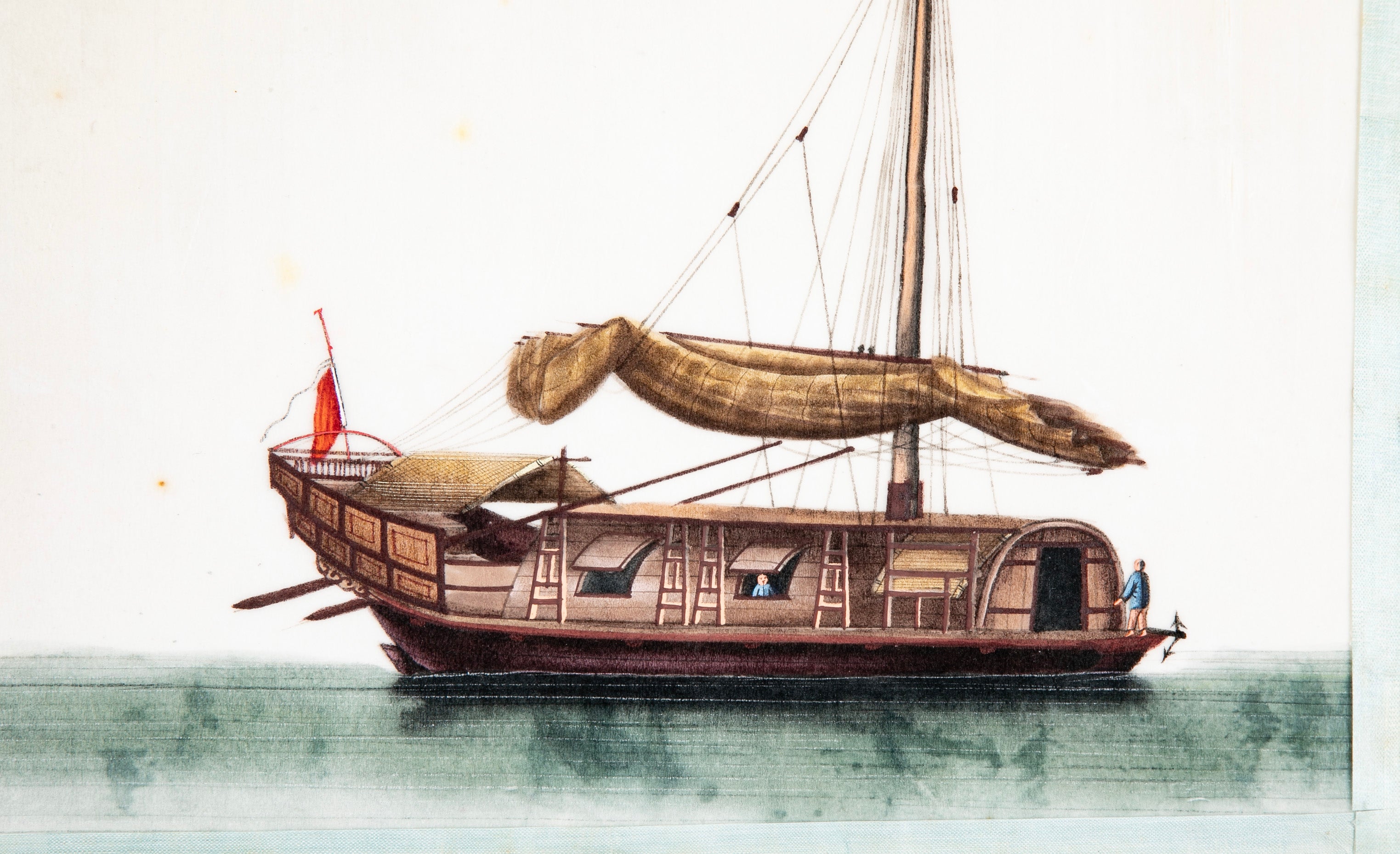 Set of 12 Gouaches of Chinese Junks and Other Vessels by Youqua
