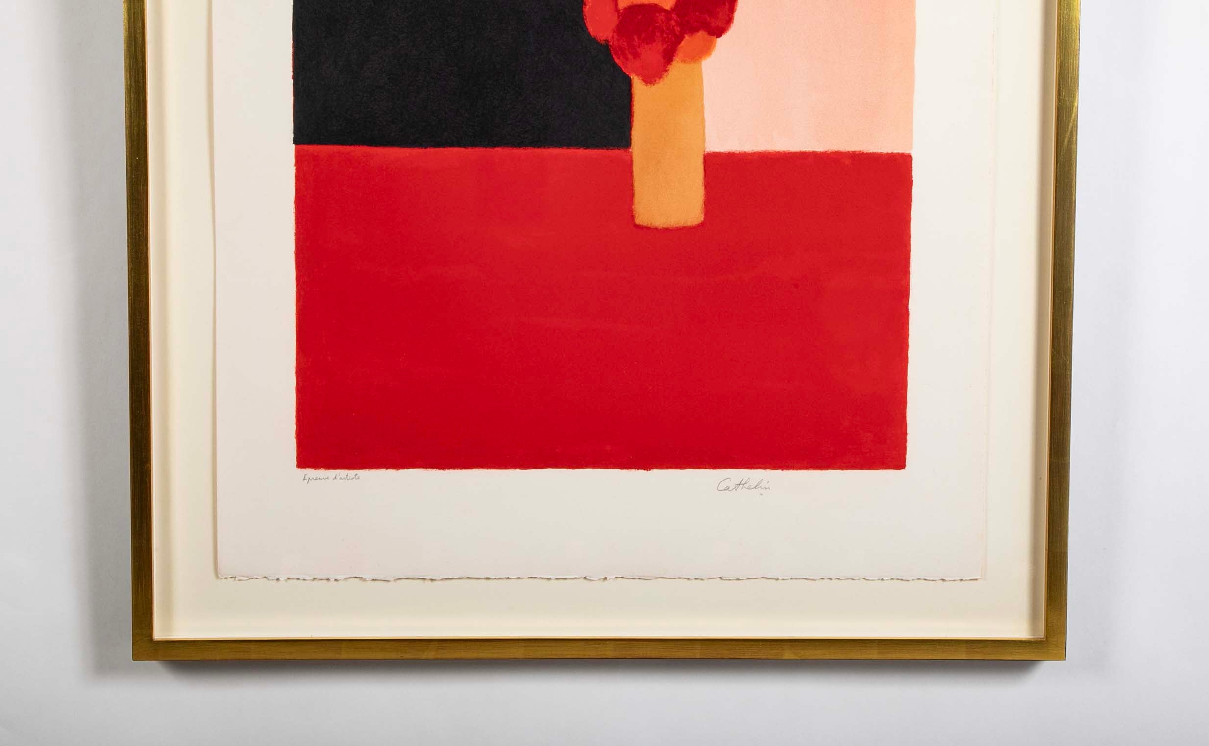 "Tokonoma, Rouge et Noir" Lithograph in Colors by Bernard Cathelin
