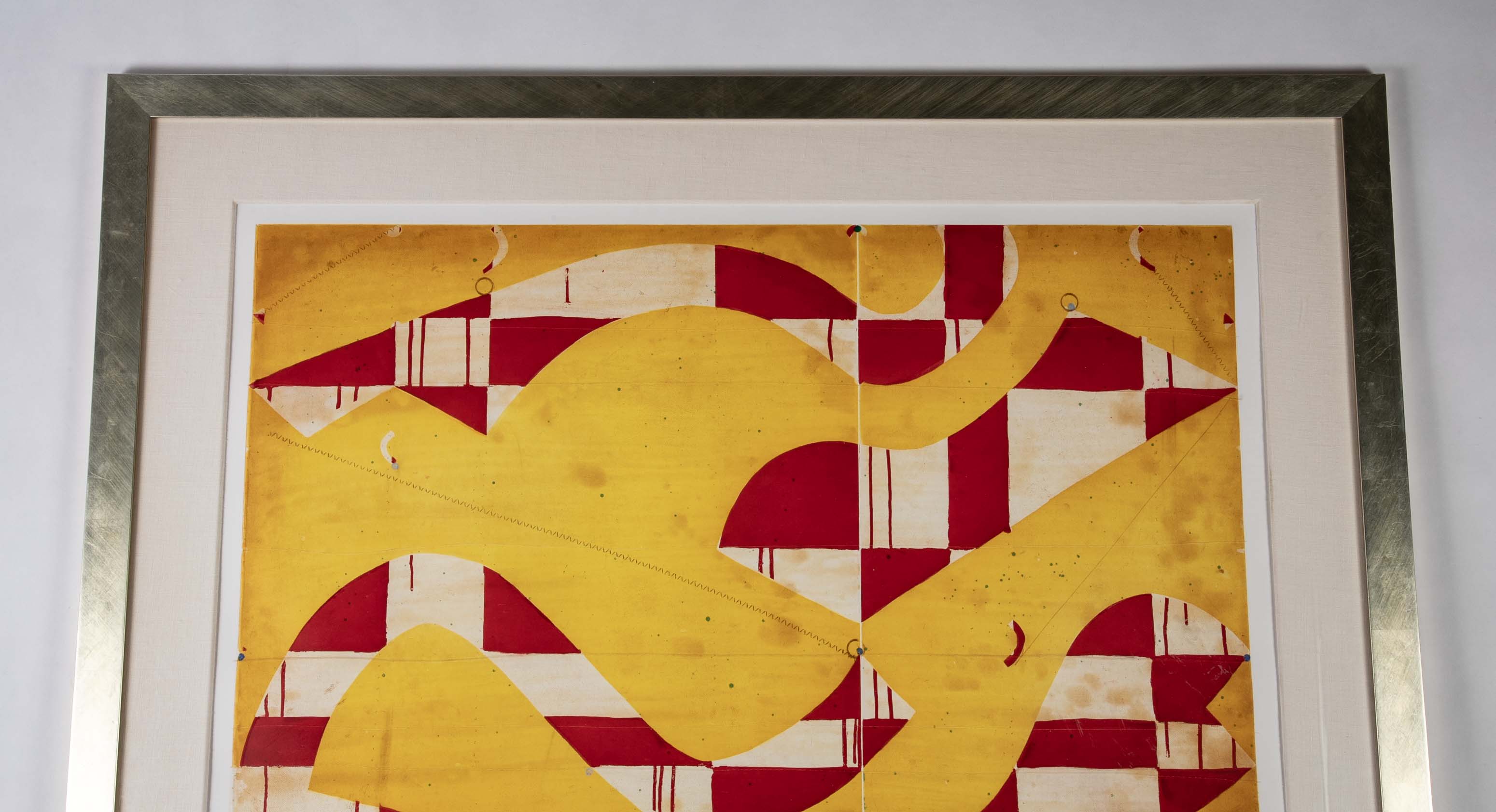 "Seven String with Yellow & Red" Spit Bite & Sugar Lift Aquatint Etching by Caio Fonseca