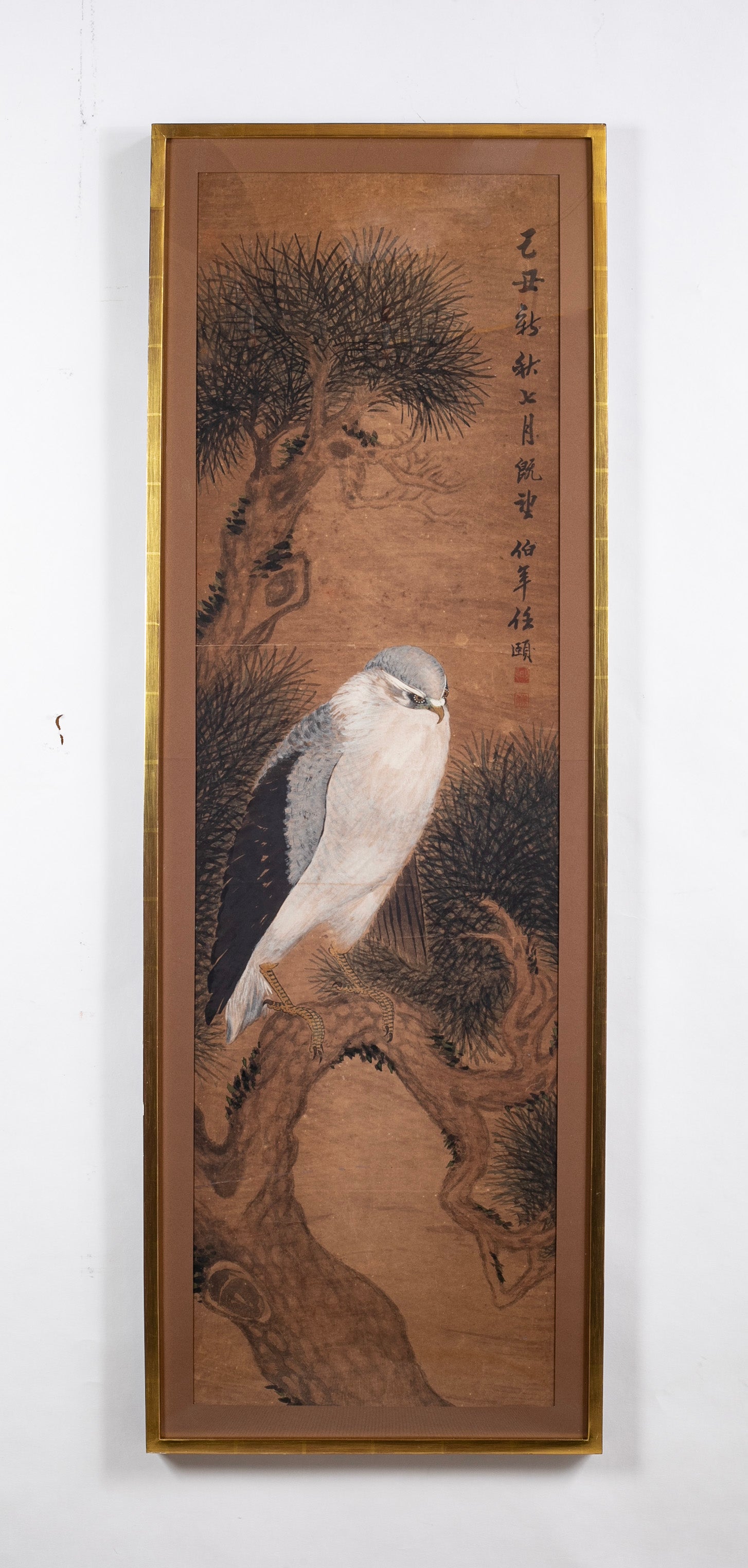 Late 19th Century Japanese Vertical Scroll Painting now Framed