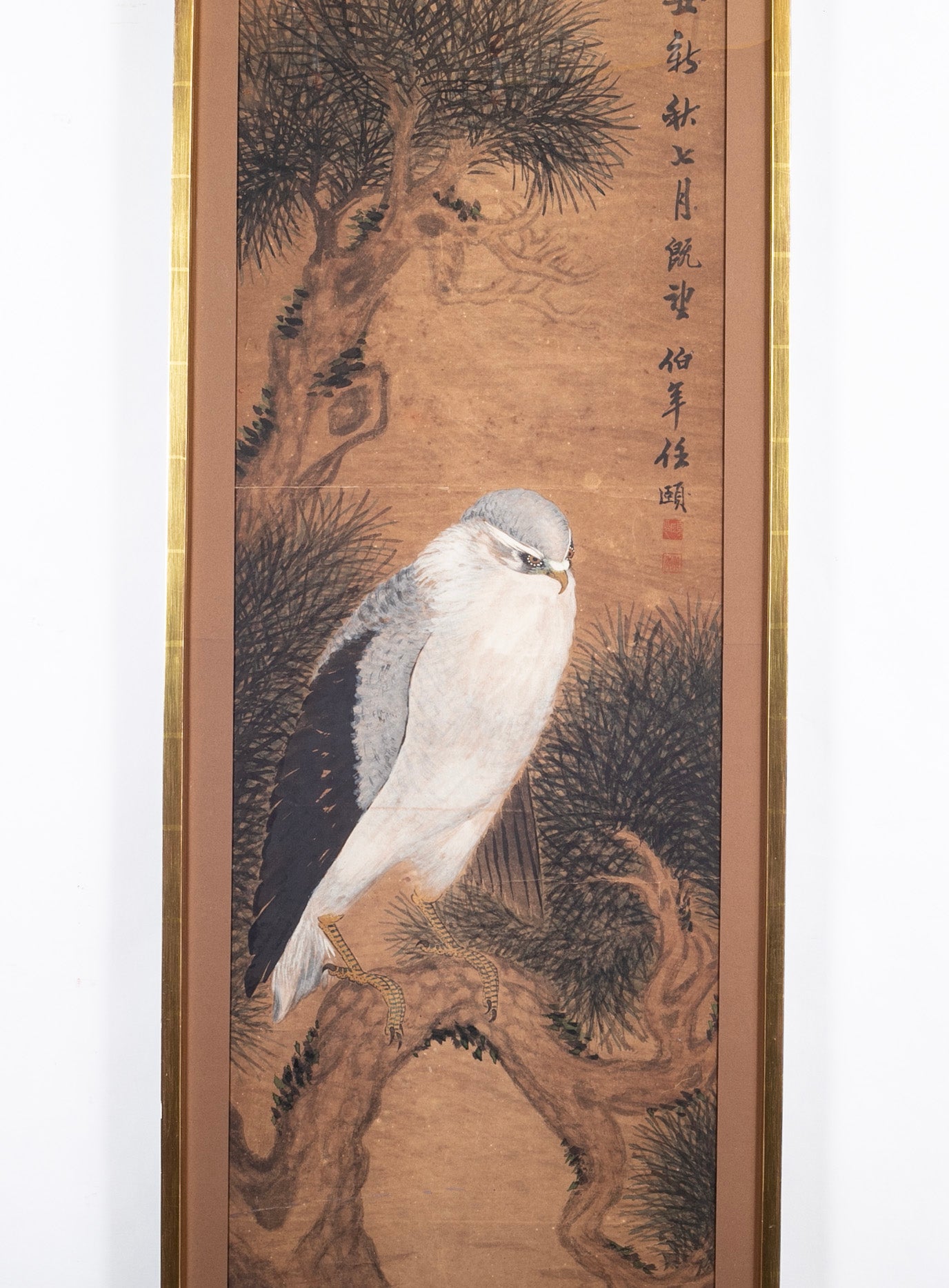 Late 19th Century Japanese Vertical Scroll Painting now Framed