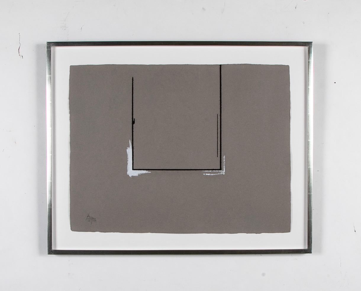 "Gray Open with White Paint" Soft Ground Etching by Robert Motherwell