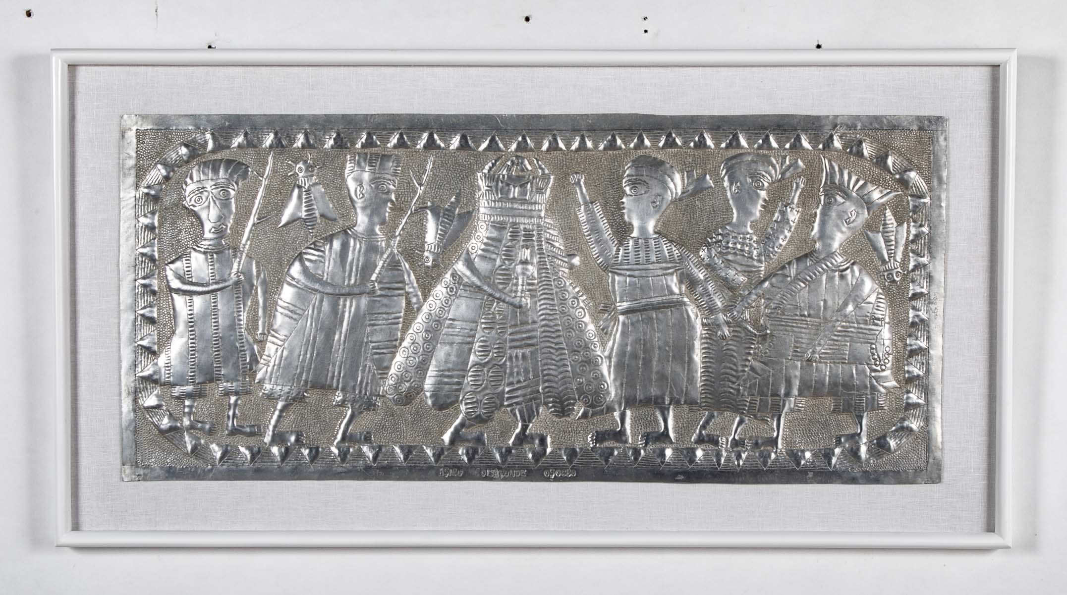 Hammered Aluminum Tribal Scene by Nigerian Artist Asiru Olatunde