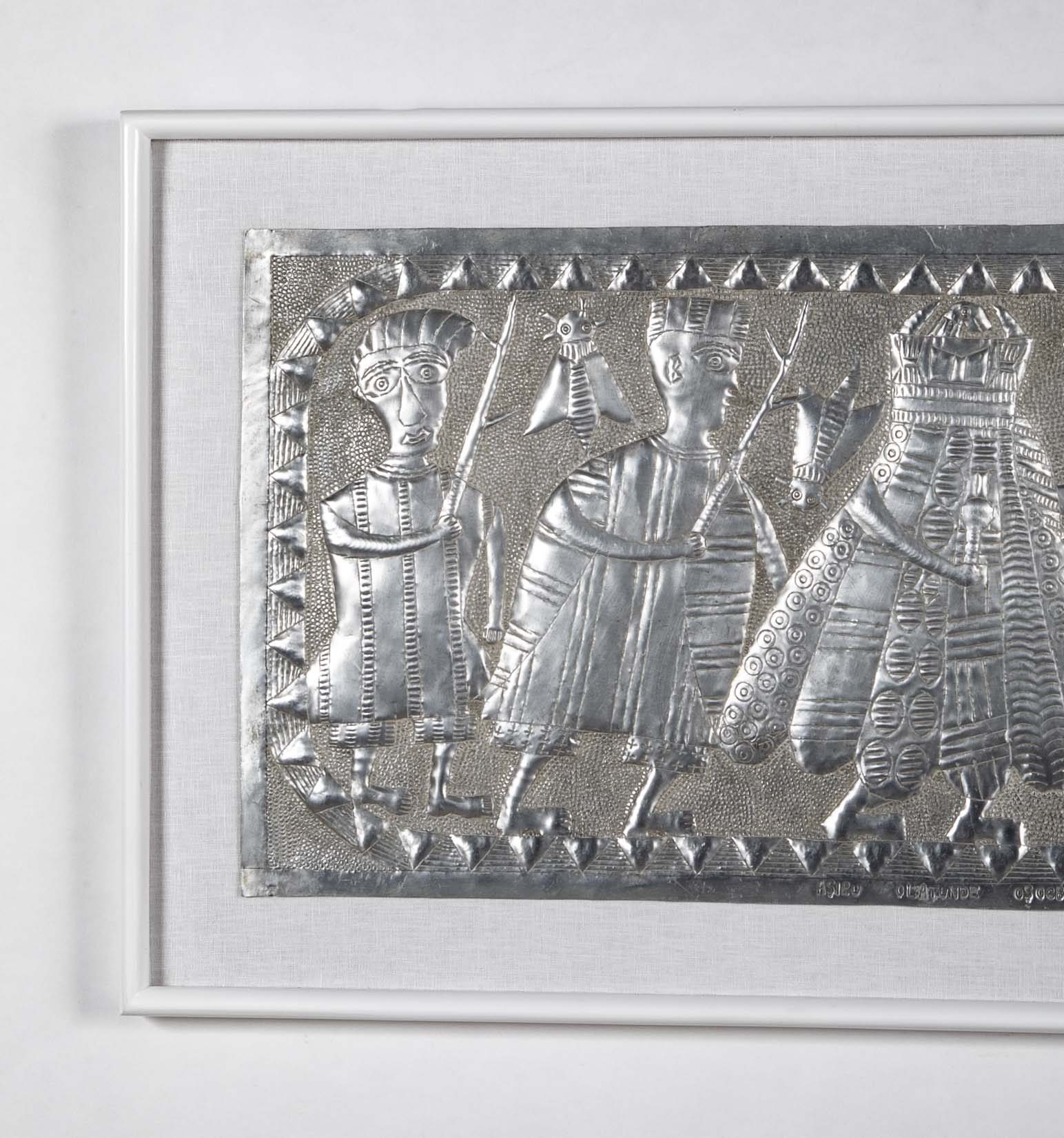 Hammered Aluminum Tribal Scene by Nigerian Artist Asiru Olatunde