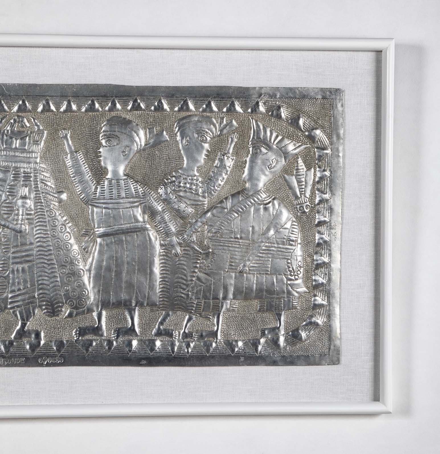 Hammered Aluminum Tribal Scene by Nigerian Artist Asiru Olatunde