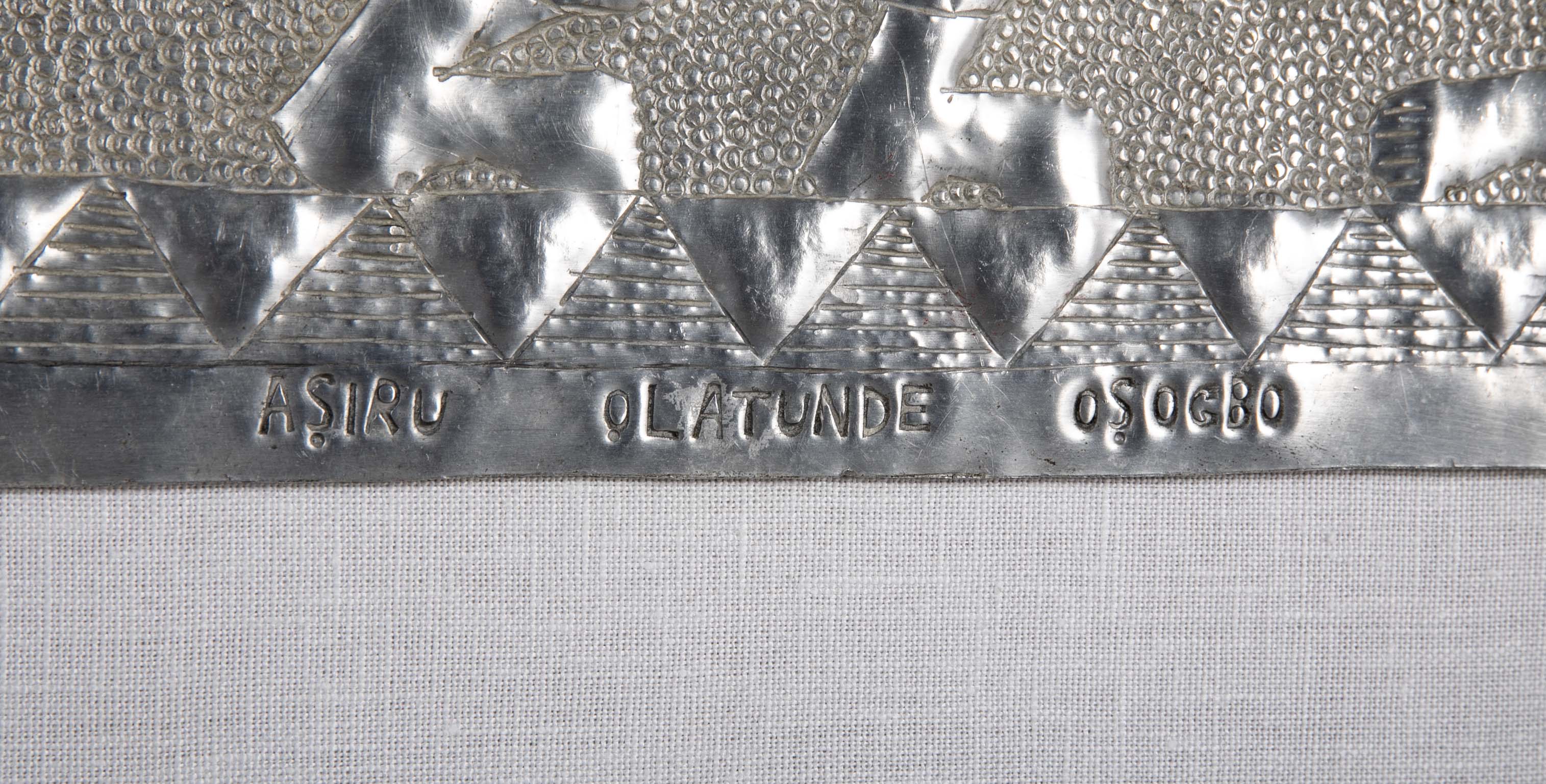 Hammered Aluminum Tribal Scene by Nigerian Artist Asiru Olatunde