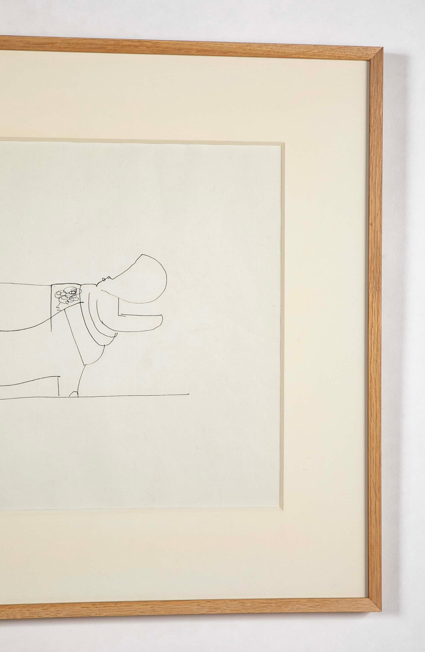 Ink Sketch on Ingres Paper Attributed to Francois- Xavier Lalanne