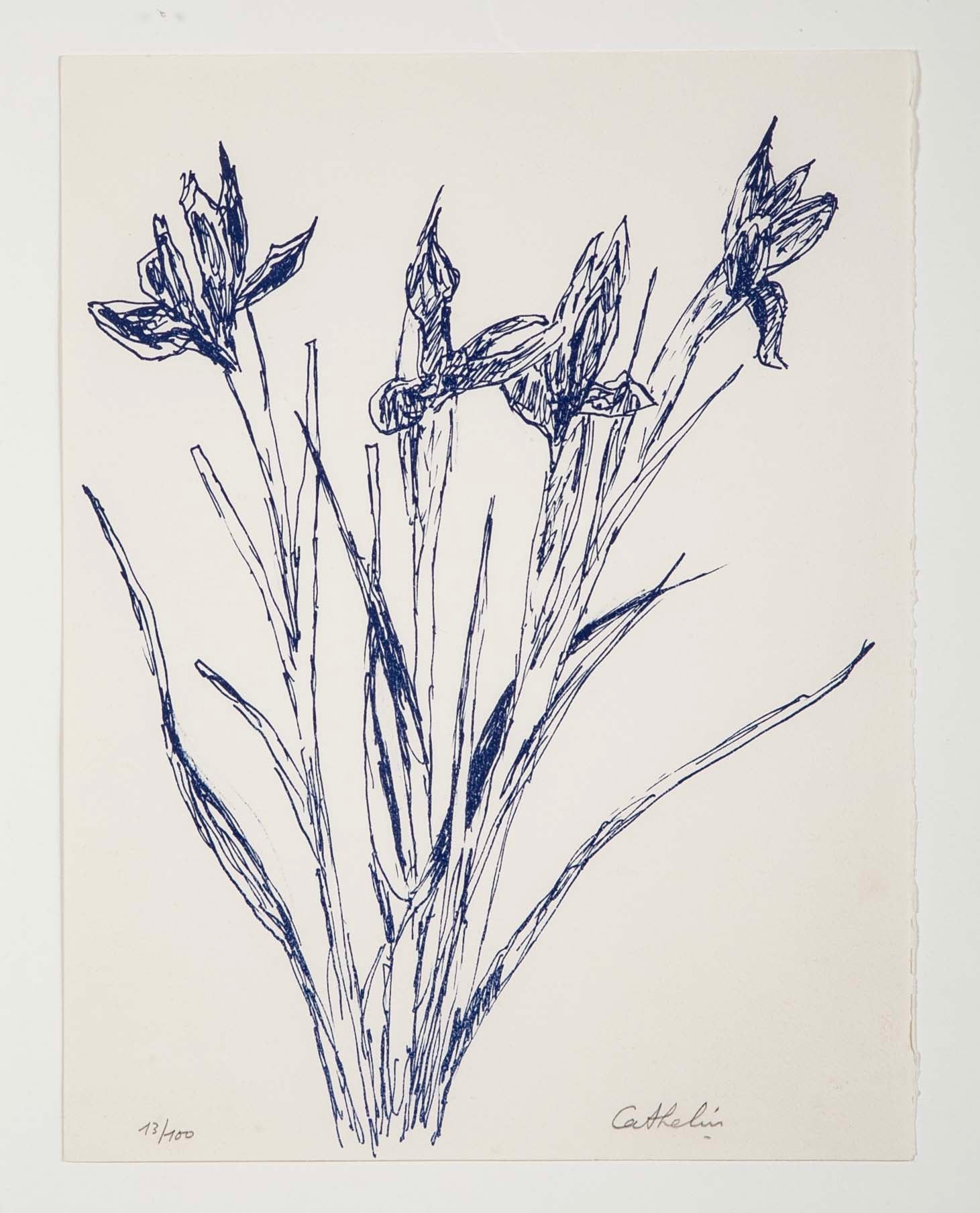 "Iris" Lithograph in Colors by Bernard Cathelin