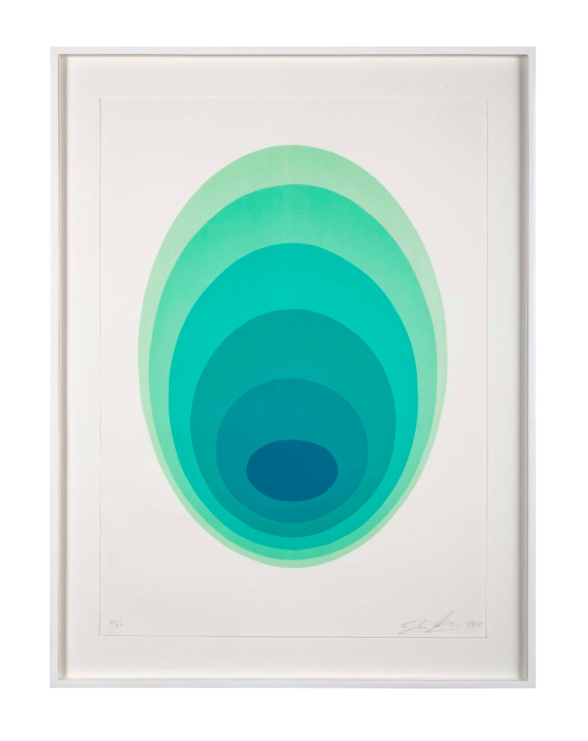 "Vibrating Egg (Verde)" Silkscreen in Color by Czech Artist Jan Kalab