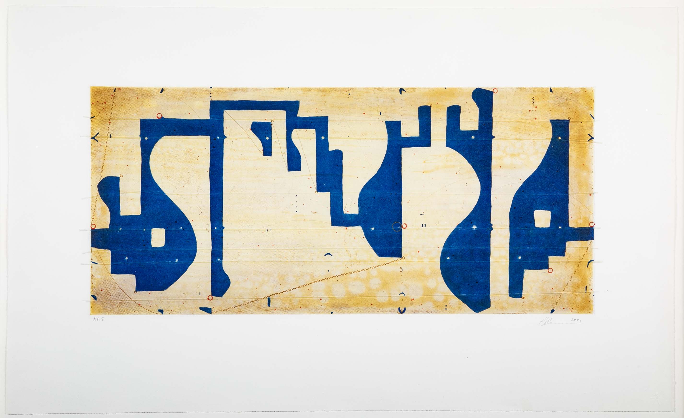 "Seven String Etching with White and Blue" by Caio Fonseca