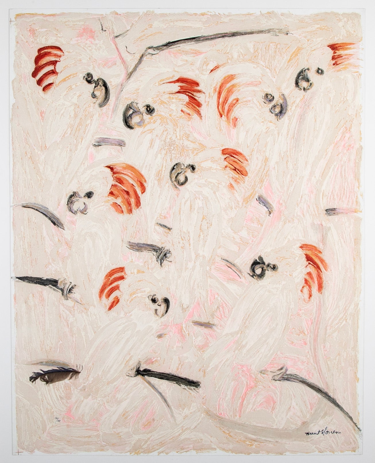 Hunt Slonem (b. Kittery ME, 1951) "Cockatoos" SIlkscreen