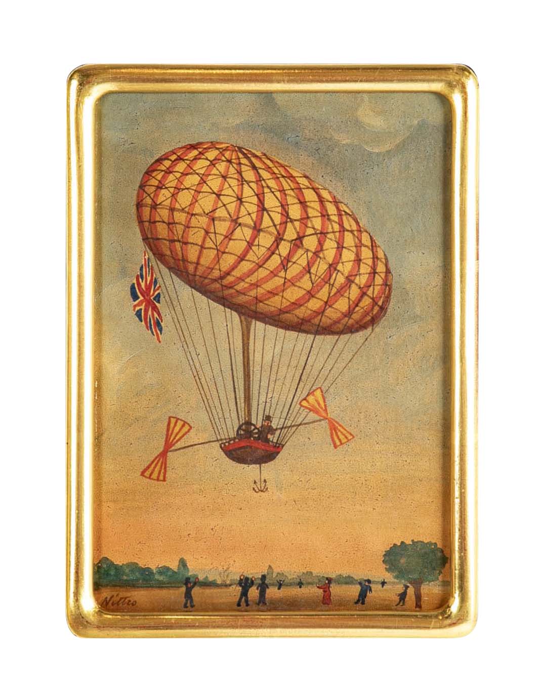 Trotin Hector 1894 "Le Vallois L'Aero Montgolfier " Oil on paper on Board Paintings
