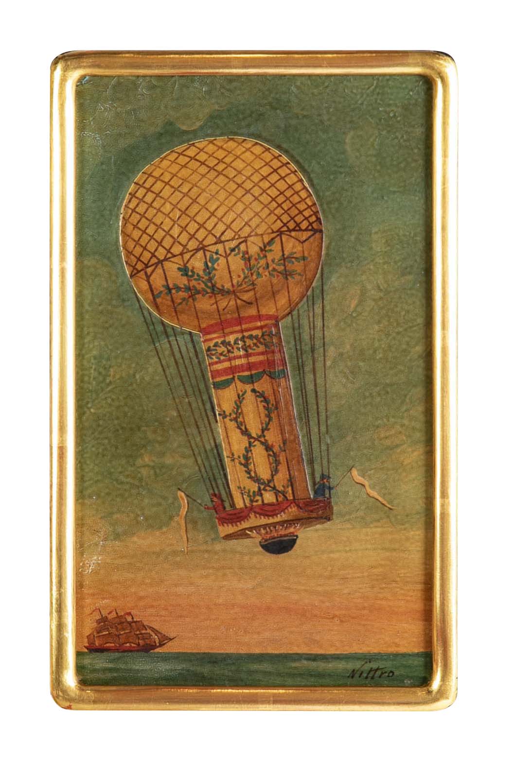 Trotin Hector 1894 "Le Vallois L'Aero Montgolfier " Oil on paper on Board Paintings