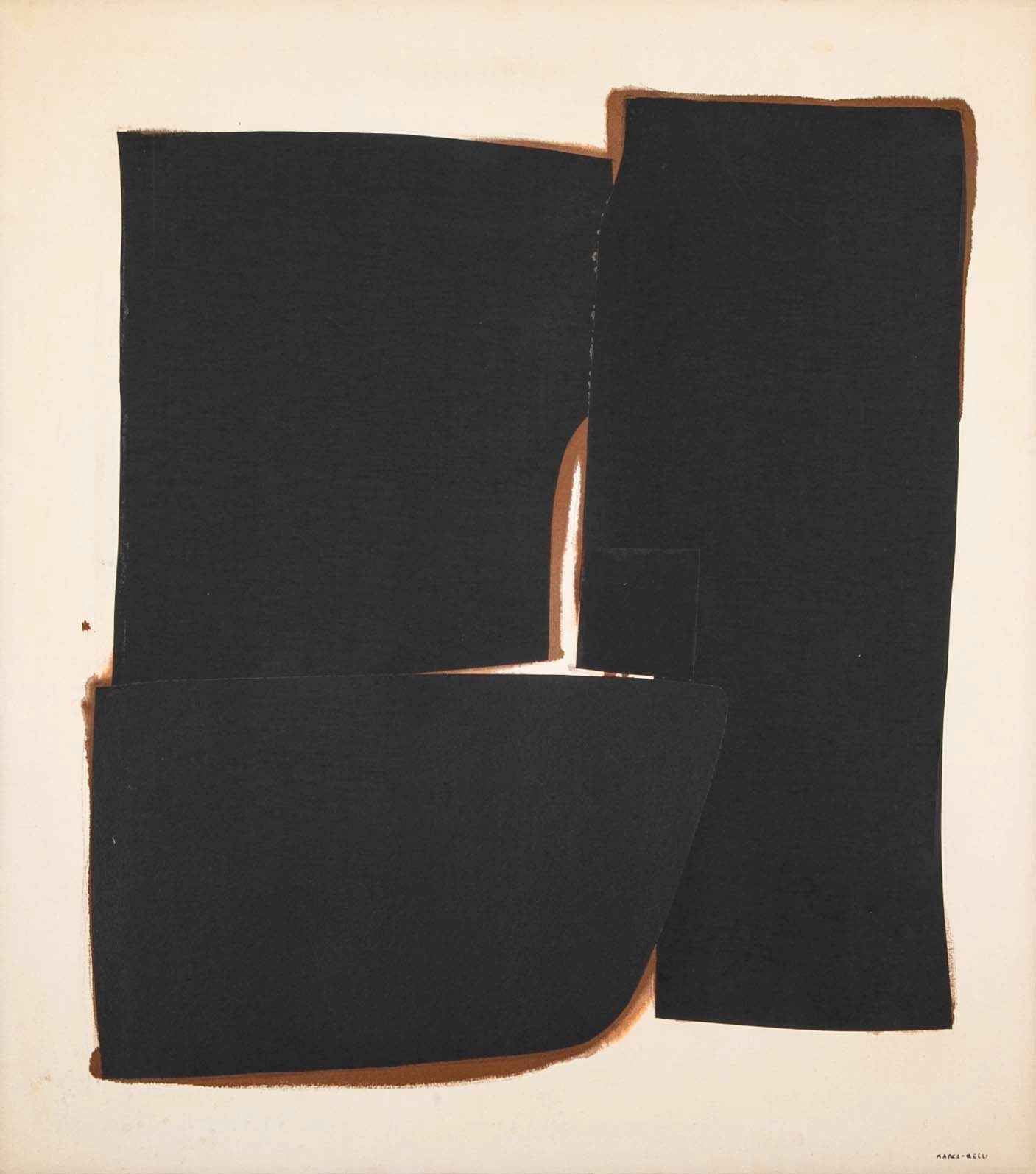 "F-M 3-67" Oil & Paper Collage on Canvas by Conrad Marca-Relli