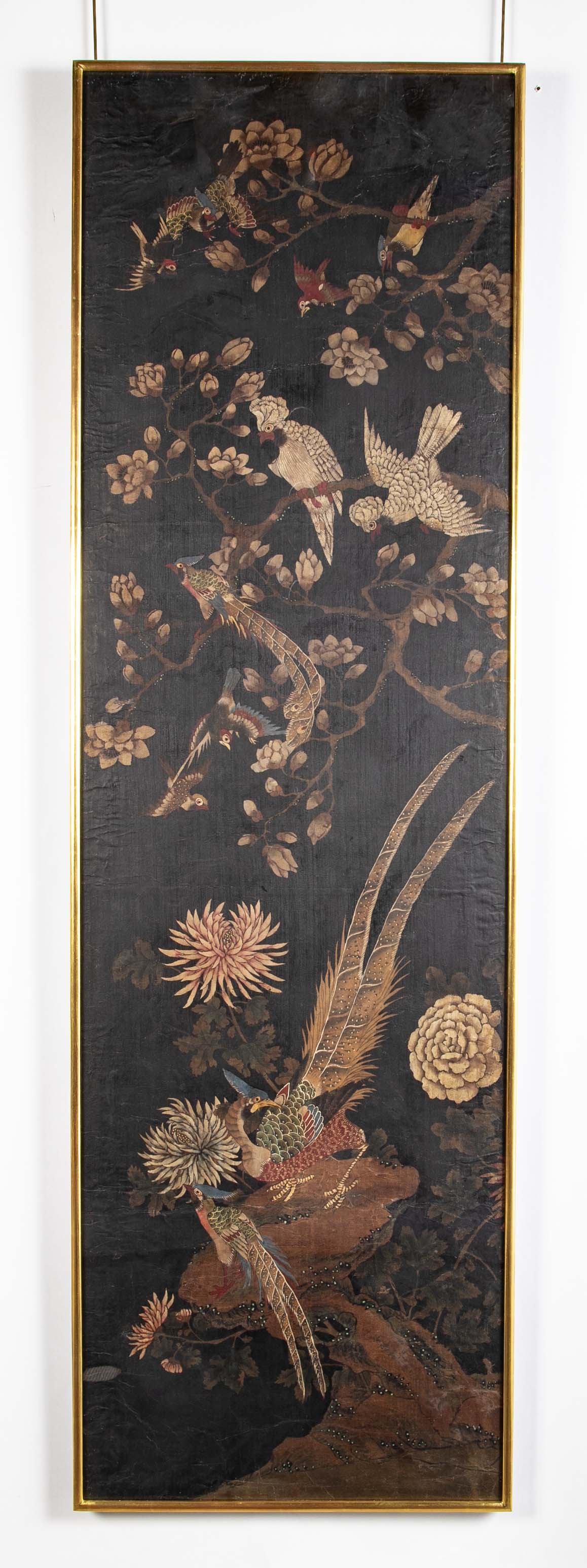 Set of 4 Chinese Late 18th/Early 19th Century Framed Silk Painted Panels
