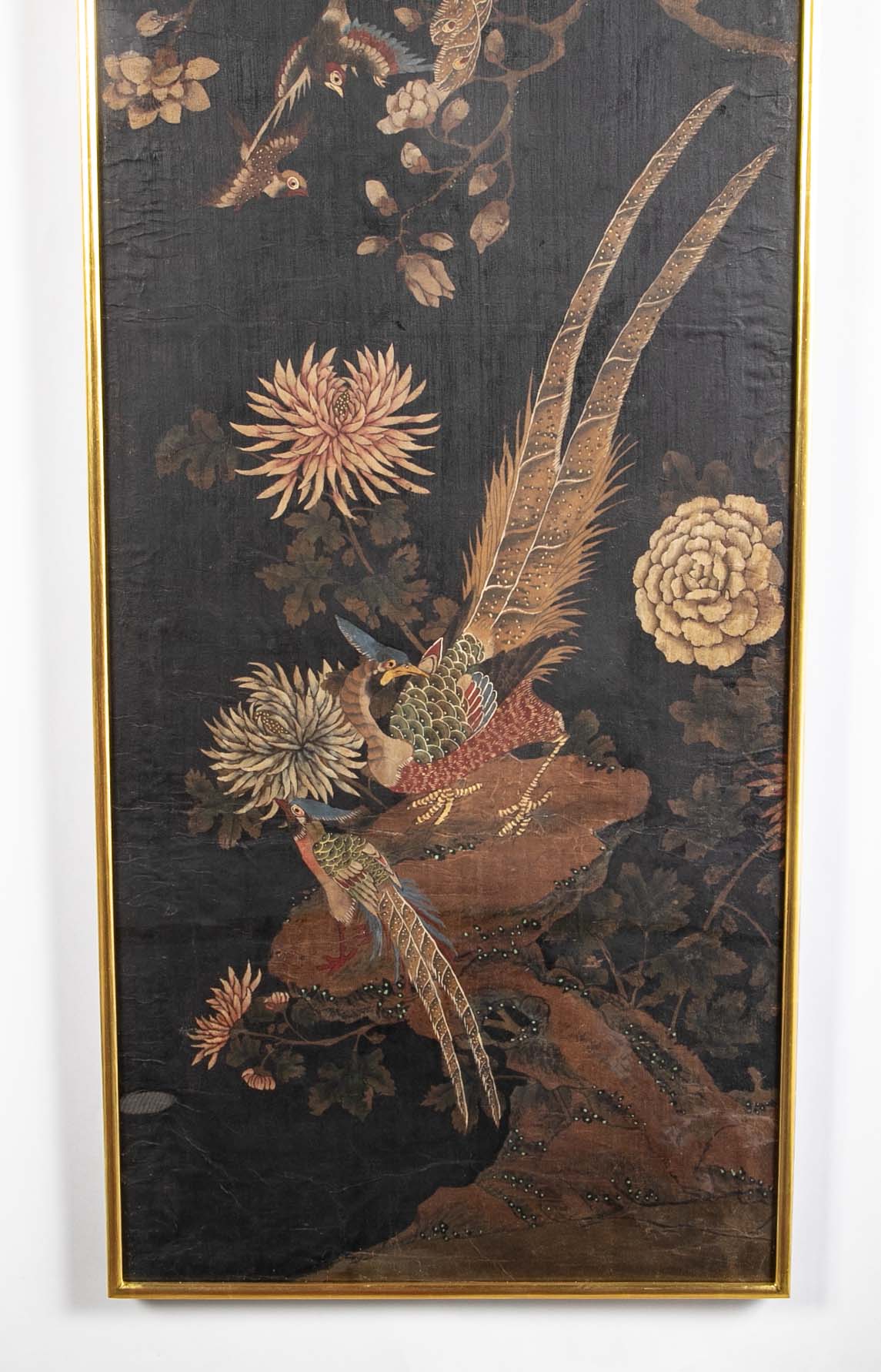 Set of 4 Chinese Late 18th/Early 19th Century Framed Silk Painted Panels