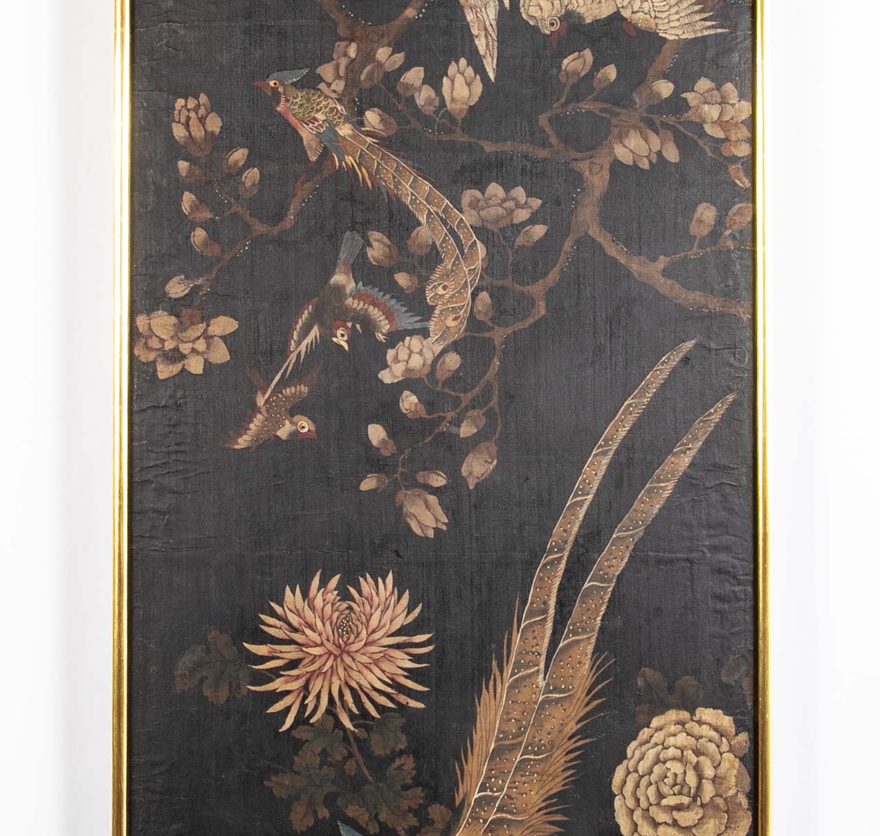 Set of 4 Chinese Late 18th/Early 19th Century Framed Silk Painted Panels