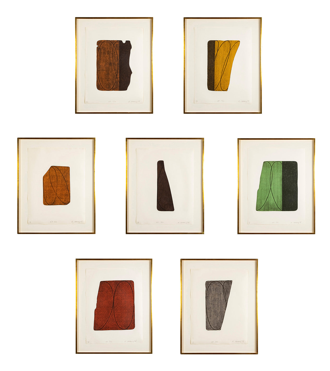 7 Lithographs in Colors "Fragment I - VII" by Robert Mangold