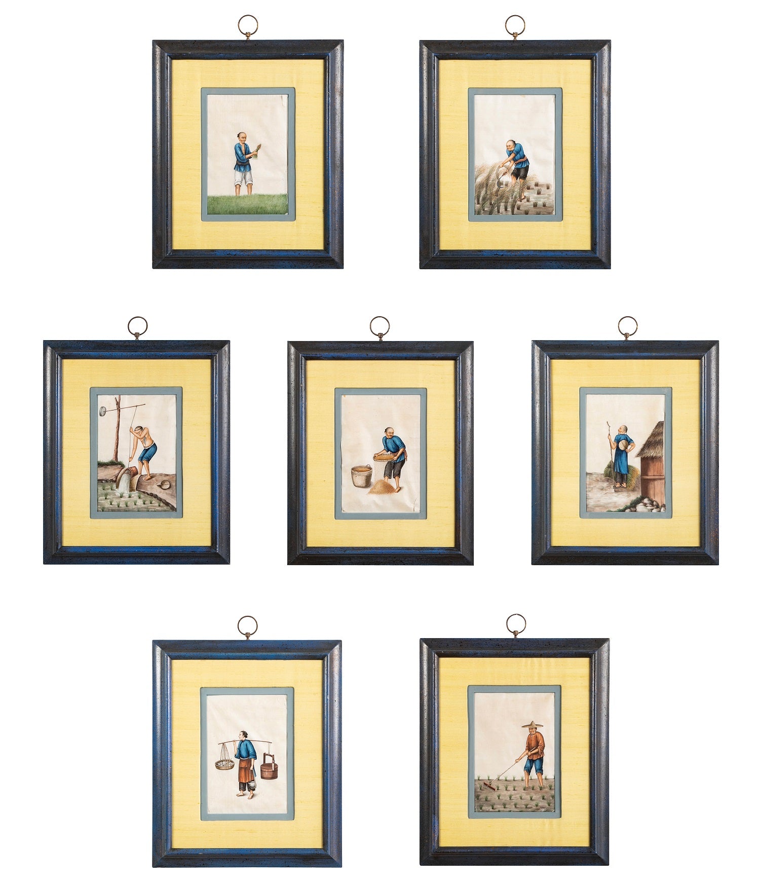 Seven Paintings of Pastoral Characters for the China Trade