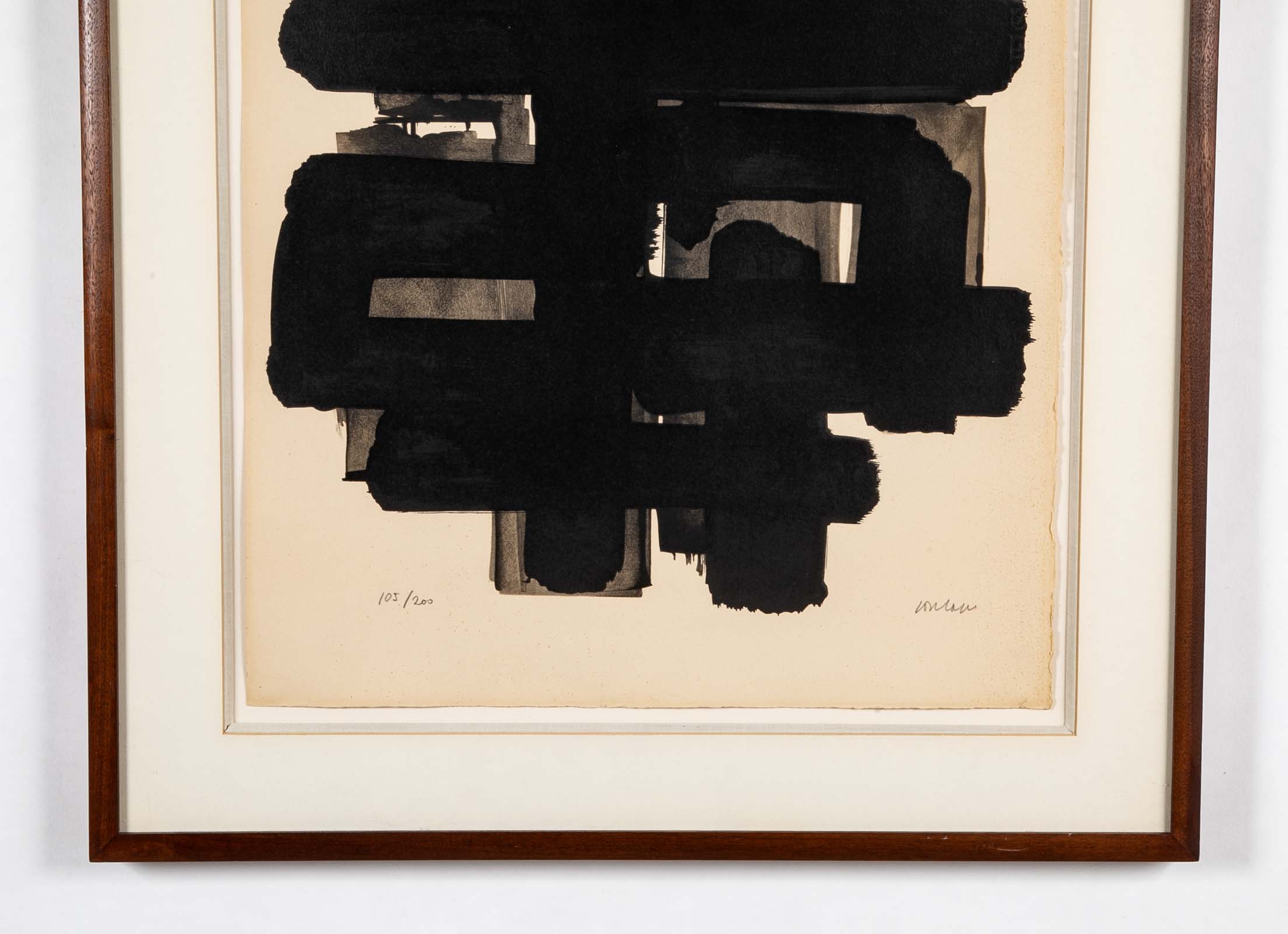 "Lithographie No. 3" by French Artist Pierre Soulages