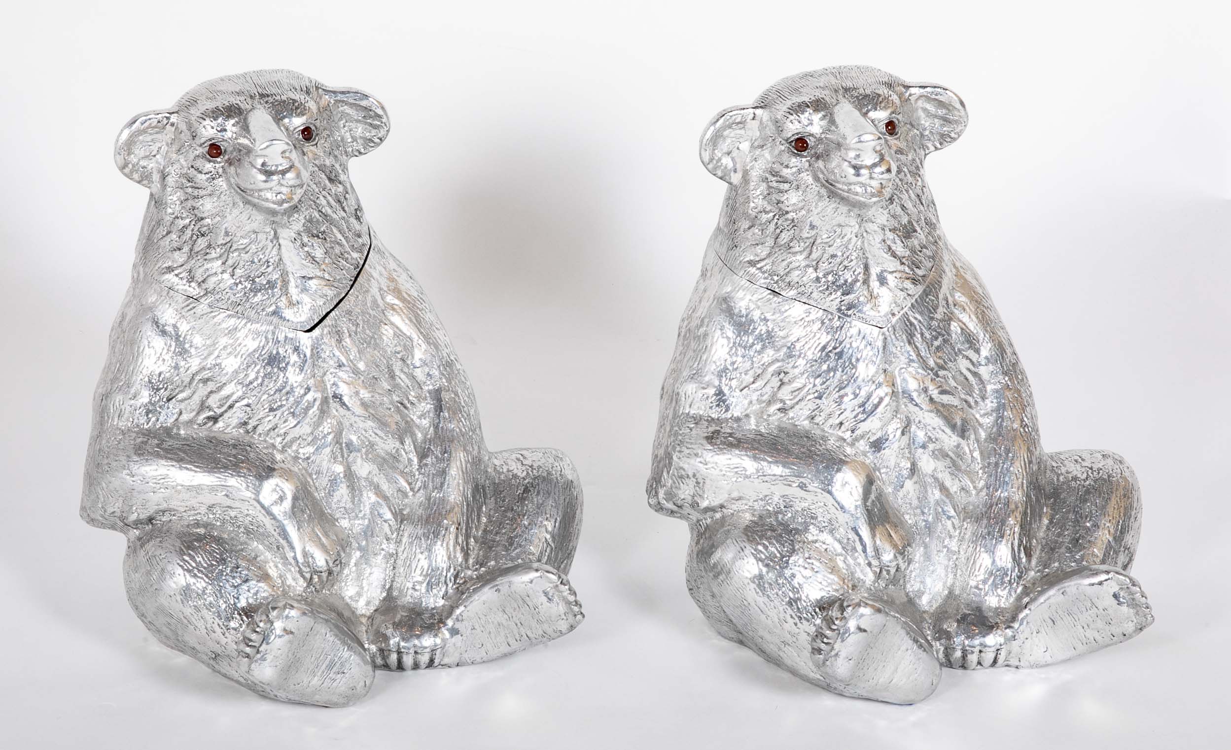 Arthur Court Seated Polar Bear Aluminum Wine Cooler - Two Available