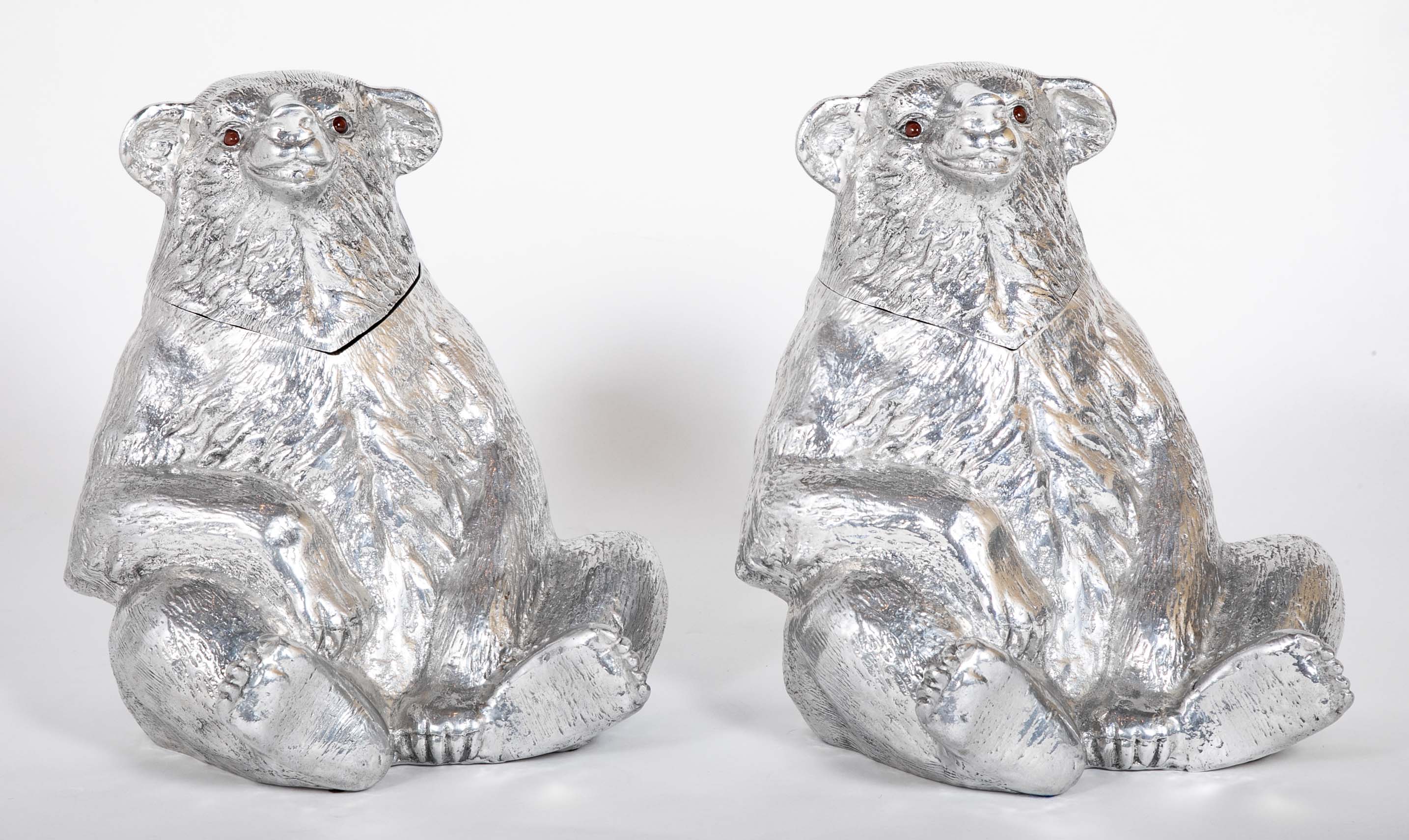 Arthur Court Seated Polar Bear Aluminum Wine Cooler - Two Available