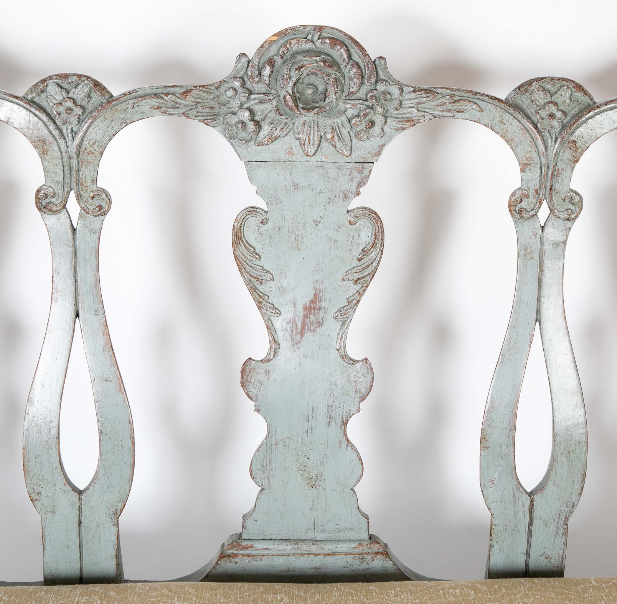 A Mid 18th Century Painted Swedish Rococo Sofa Bench