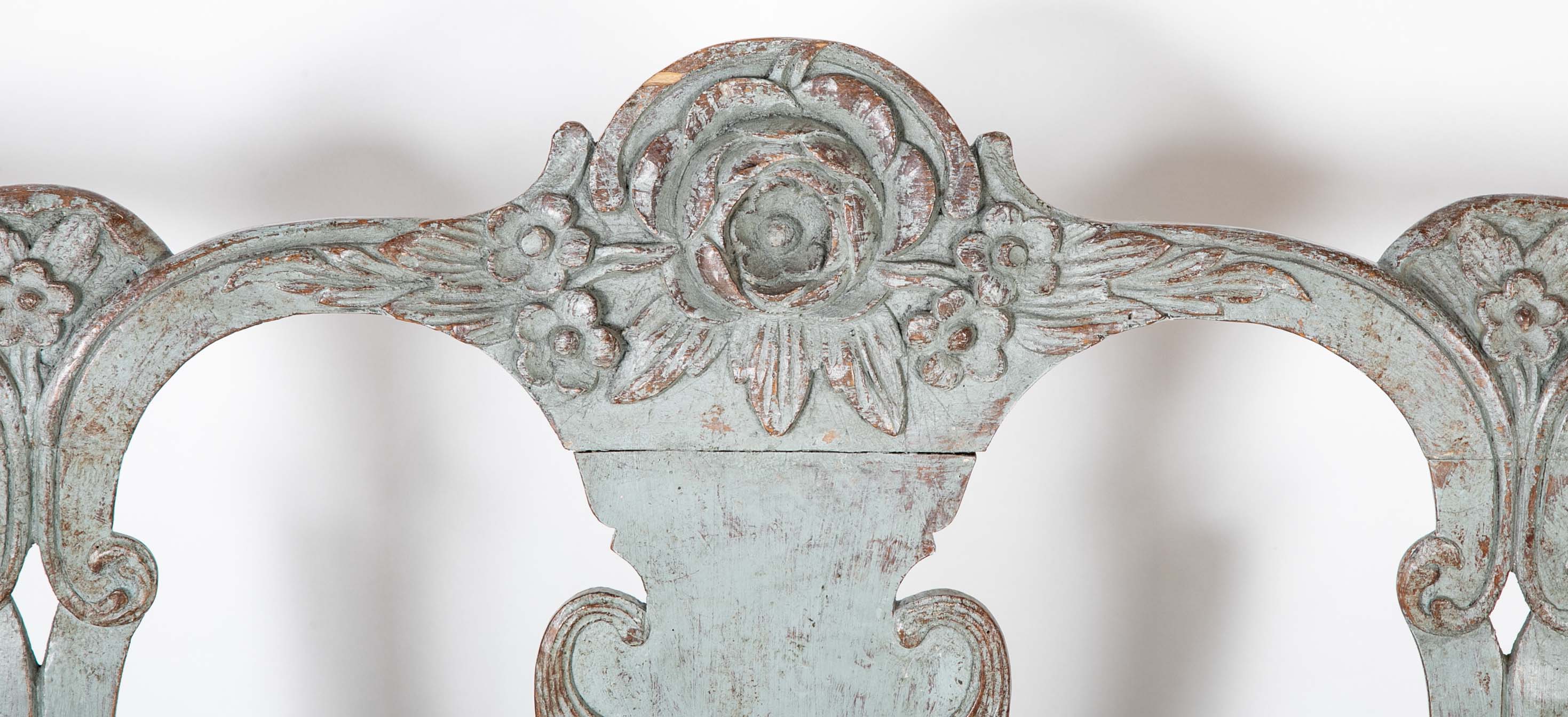 A Mid 18th Century Painted Swedish Rococo Sofa Bench