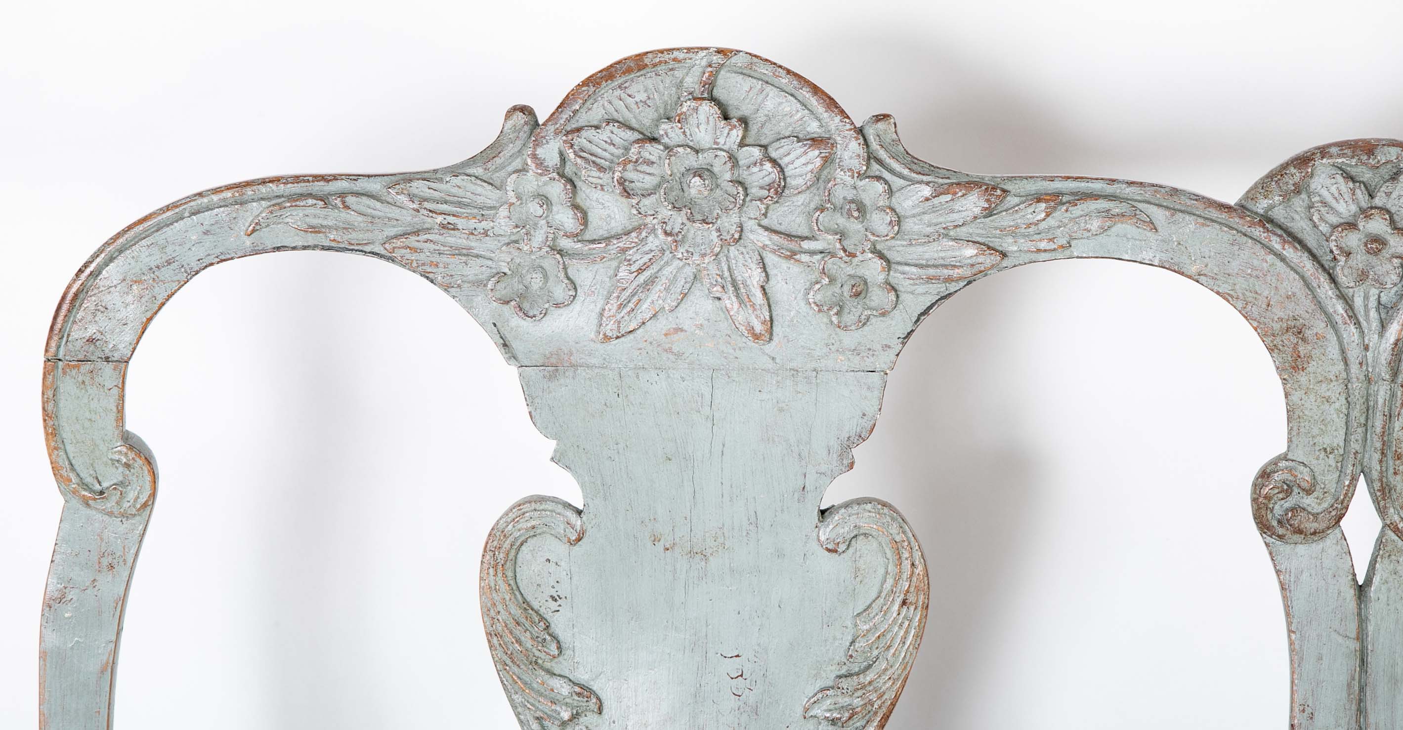 A Mid 18th Century Painted Swedish Rococo Sofa Bench