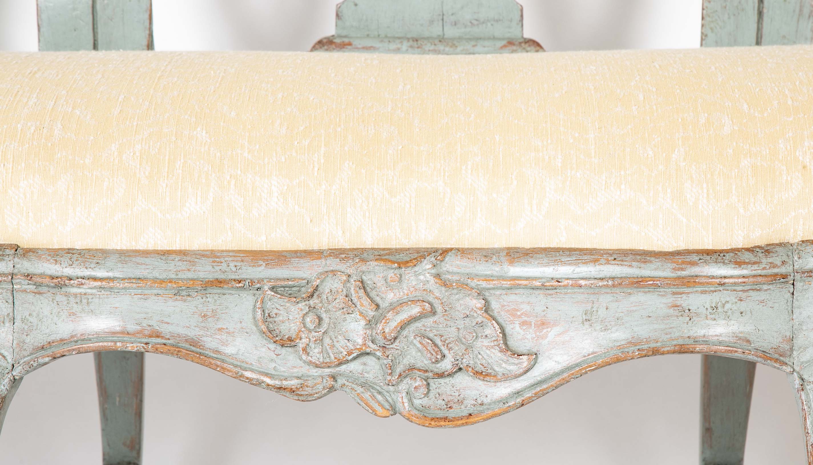 A Mid 18th Century Painted Swedish Rococo Sofa Bench