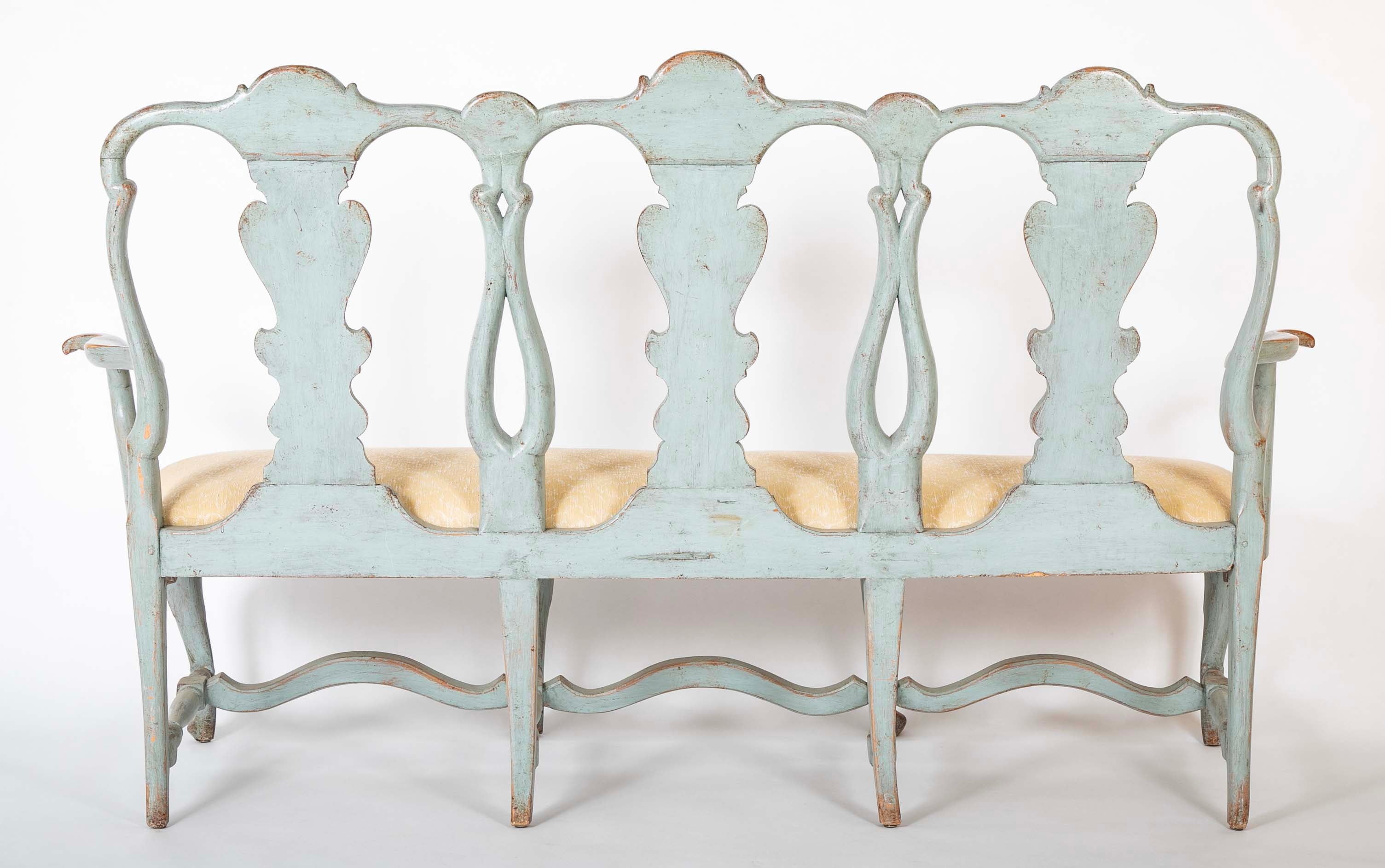 A Mid 18th Century Painted Swedish Rococo Sofa Bench