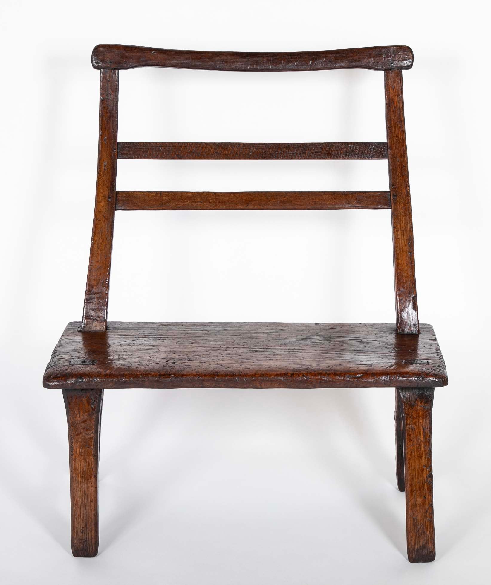 English 19th Century Plank Seat Joined Elm Bench