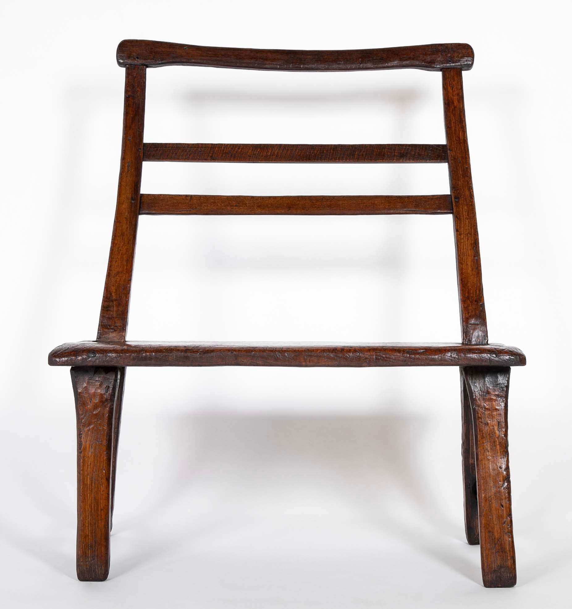 English 19th Century Plank Seat Joined Elm Bench