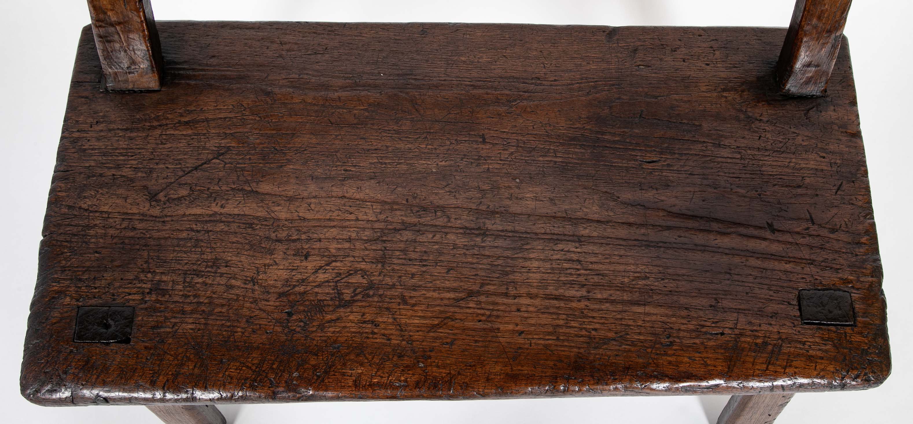 English 19th Century Plank Seat Joined Elm Bench