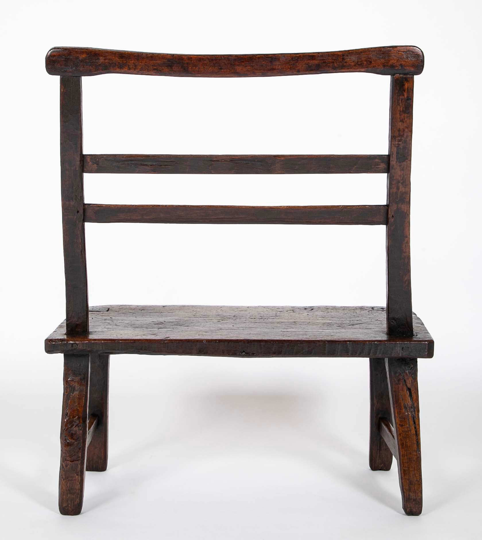 English 19th Century Plank Seat Joined Elm Bench