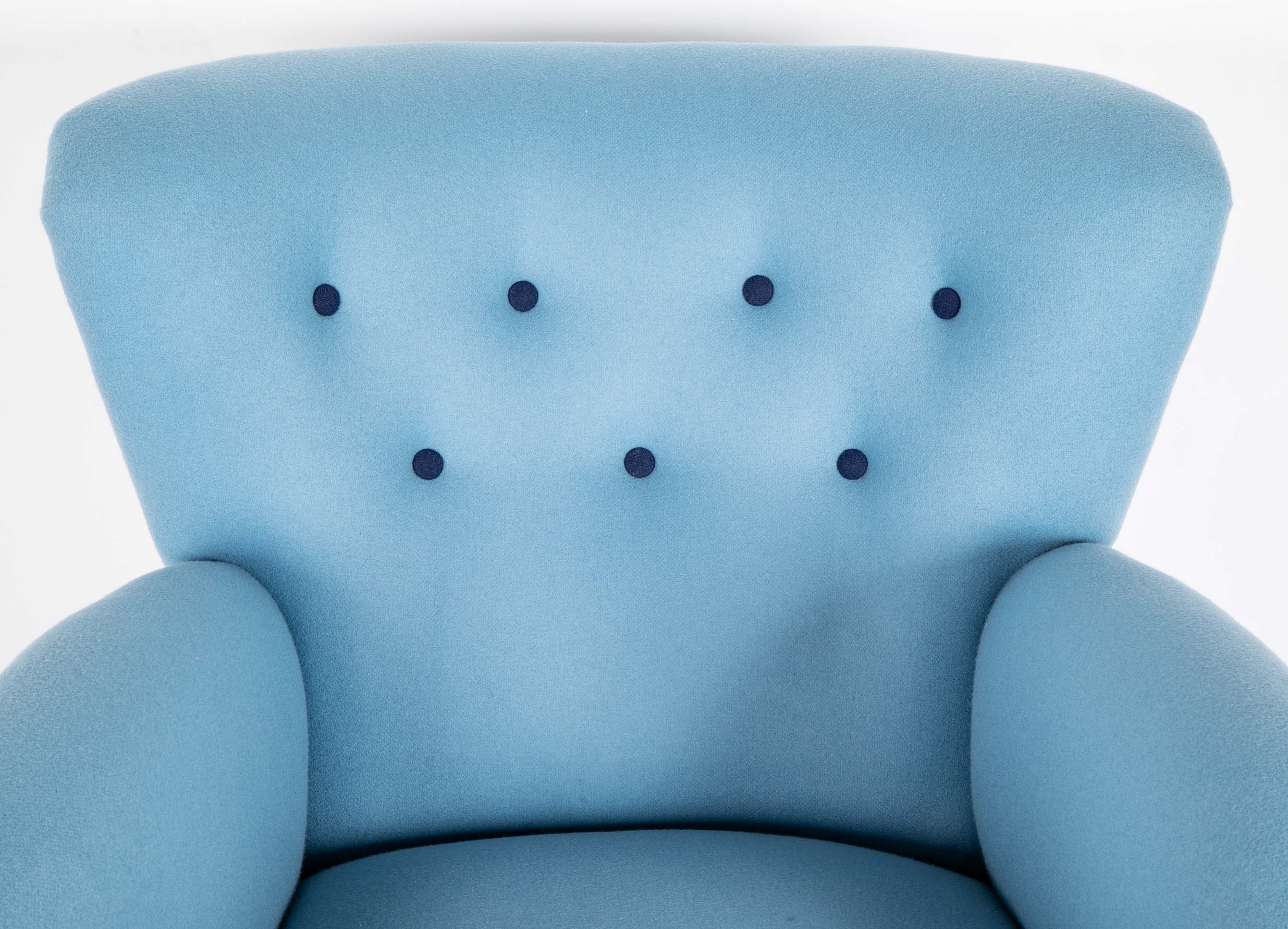 Danish Armchair Upholstered in Holland & Sherry Fabric