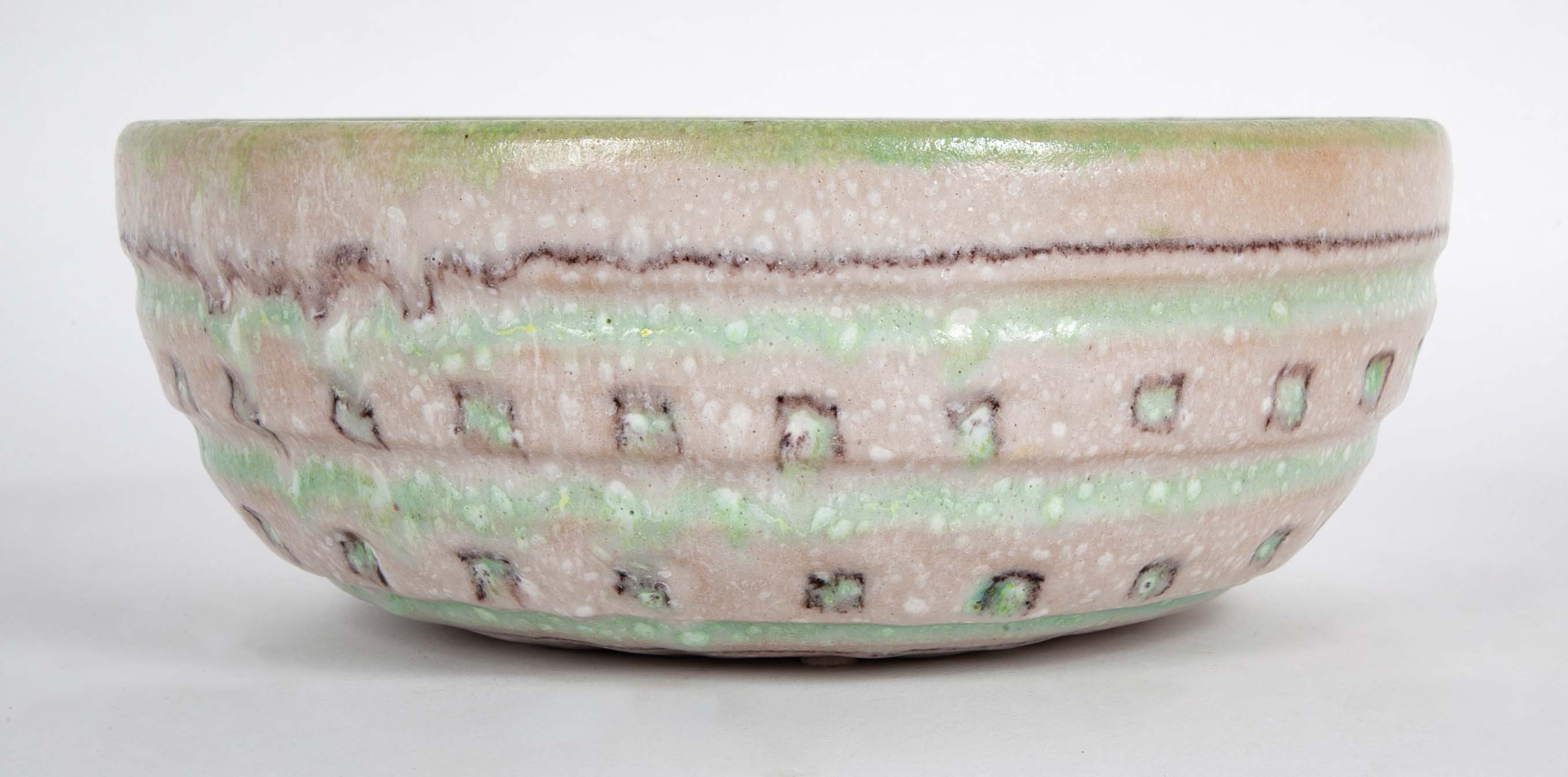 Glazed Ceramic Bowl with Bold Design by Guido Gambone