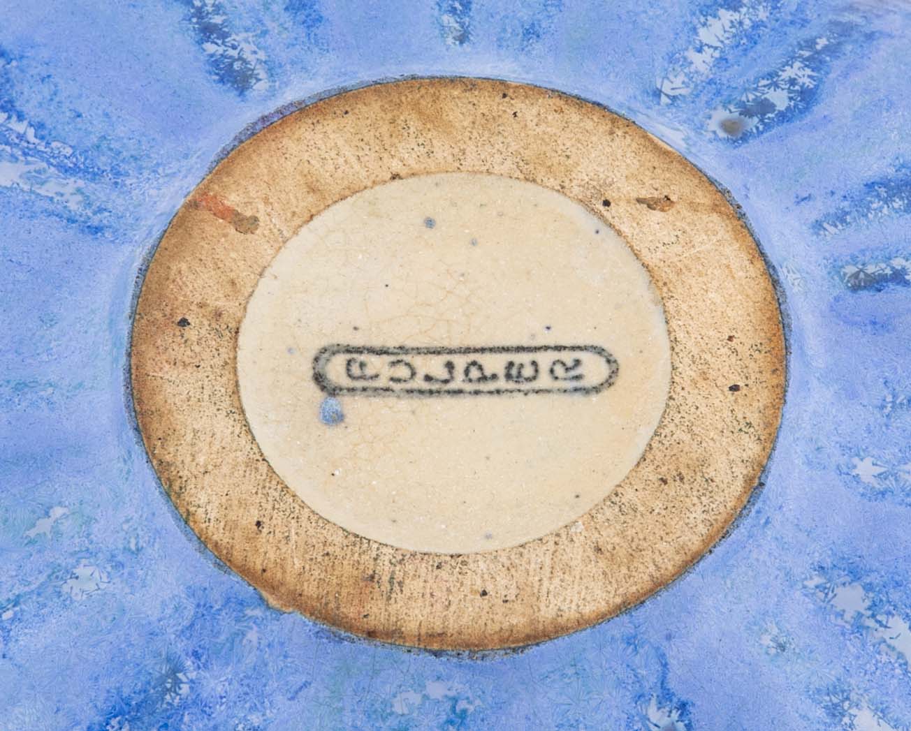 2 Handled Fulper Pottery Vase With Crystalline Blue Glaze