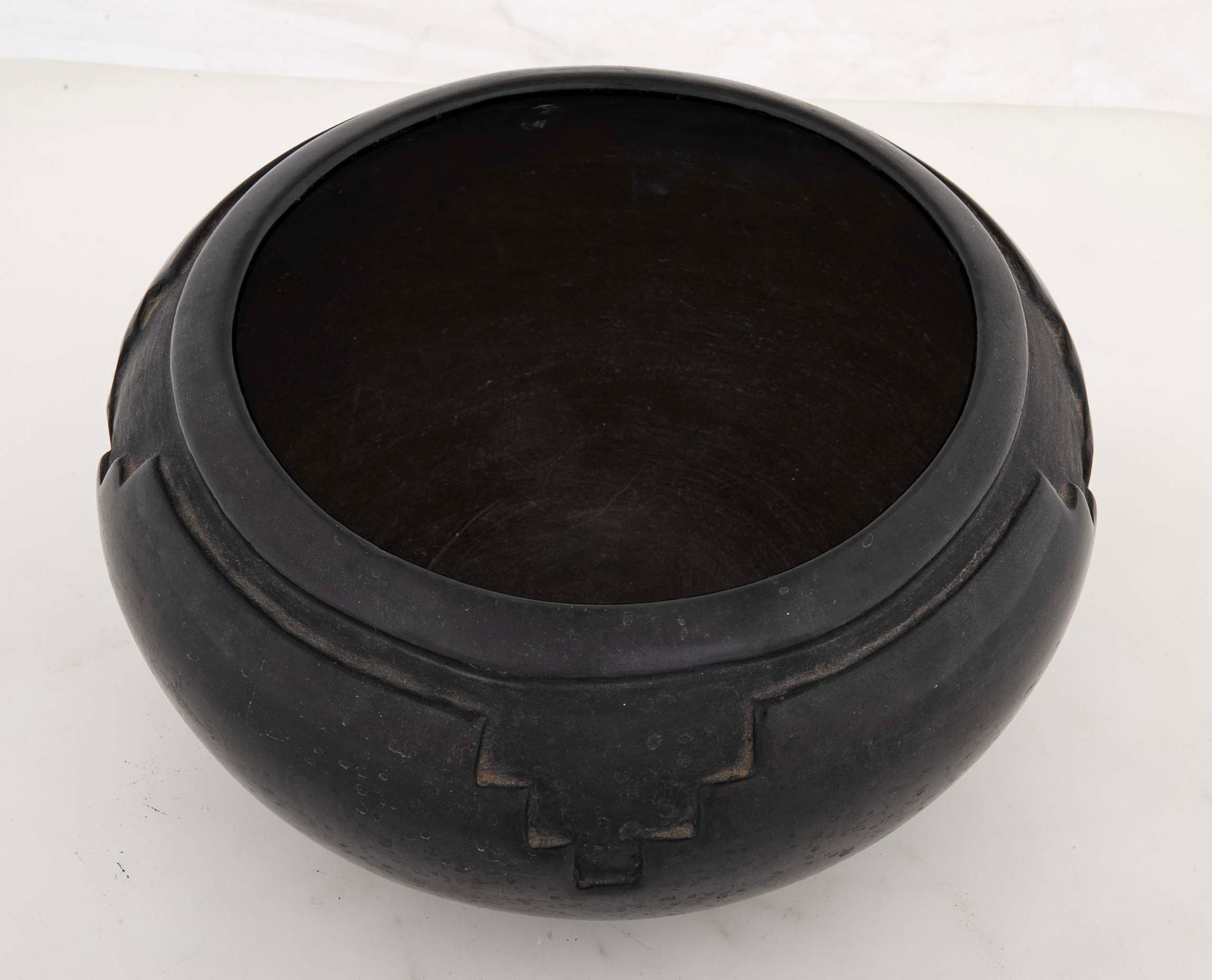 Large Carved Blackware Bowl by Rosalie and Joe Aguilar